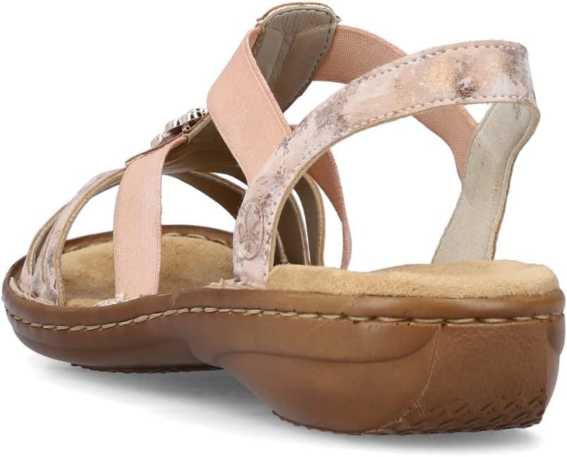 Detalle de Rieker Damen Dipinto Geschlossene Sandalen – Schlankes Profil, Keilabsatz 3,5 cm