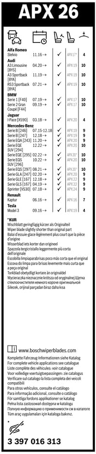 Detalle de Bosch APX26 Tergicristallo Aerotwin da 650 mm – High performance per parabrezza anteriore