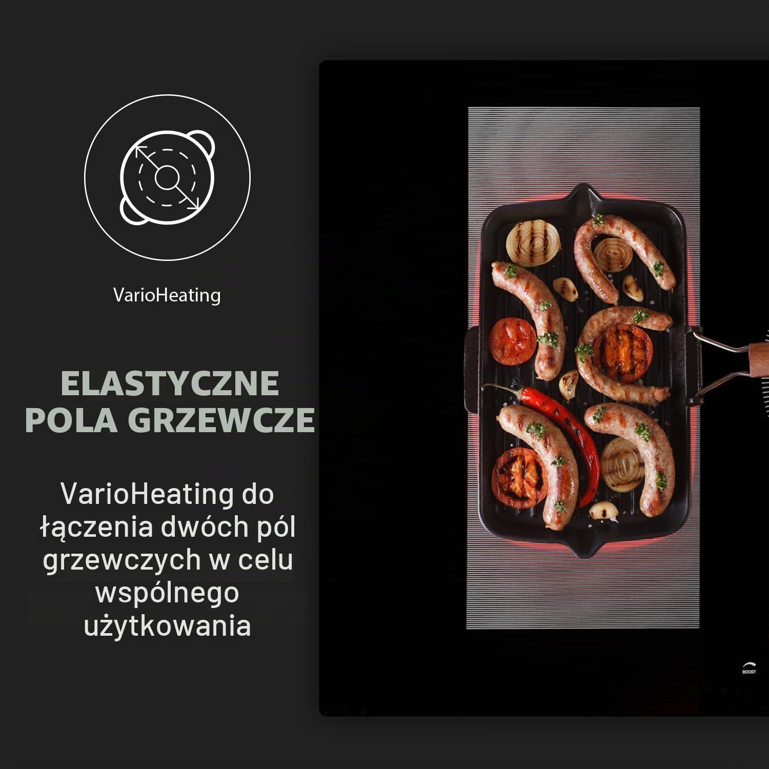 Detalle de Klarstein Delicatessa – płyta indukcyjna do zabudowy 90 cm, 5 stref, ThermoBoost