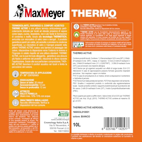 Detalle 2 de MAXMEYER Thermo Active Aerogel: Pittura termoisolante interna, antimuffa e anticondensa, bianco 10 L