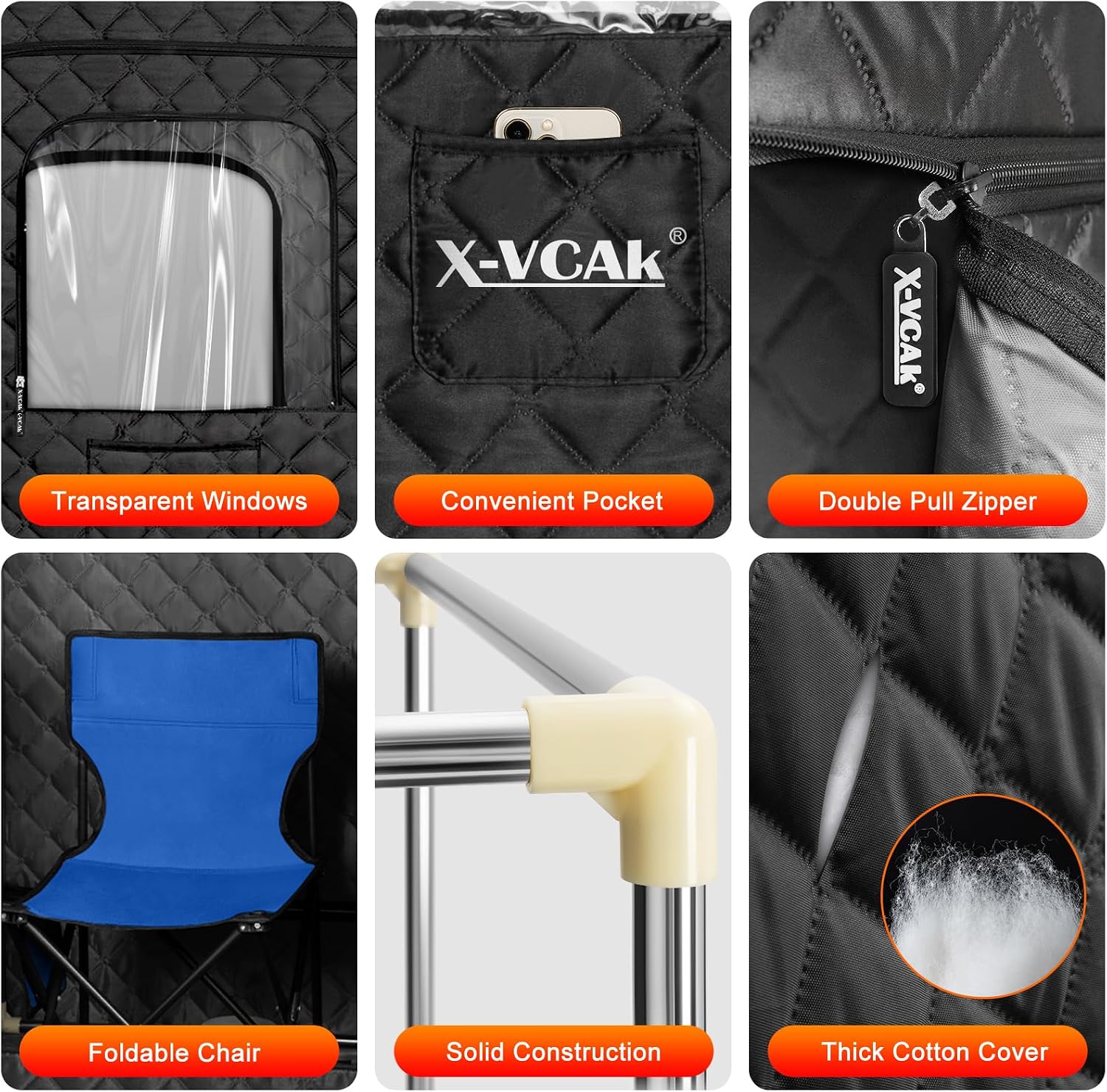 Detalle de X-Vcak Upgraded Portable Sauna 9 Levels 🧖
