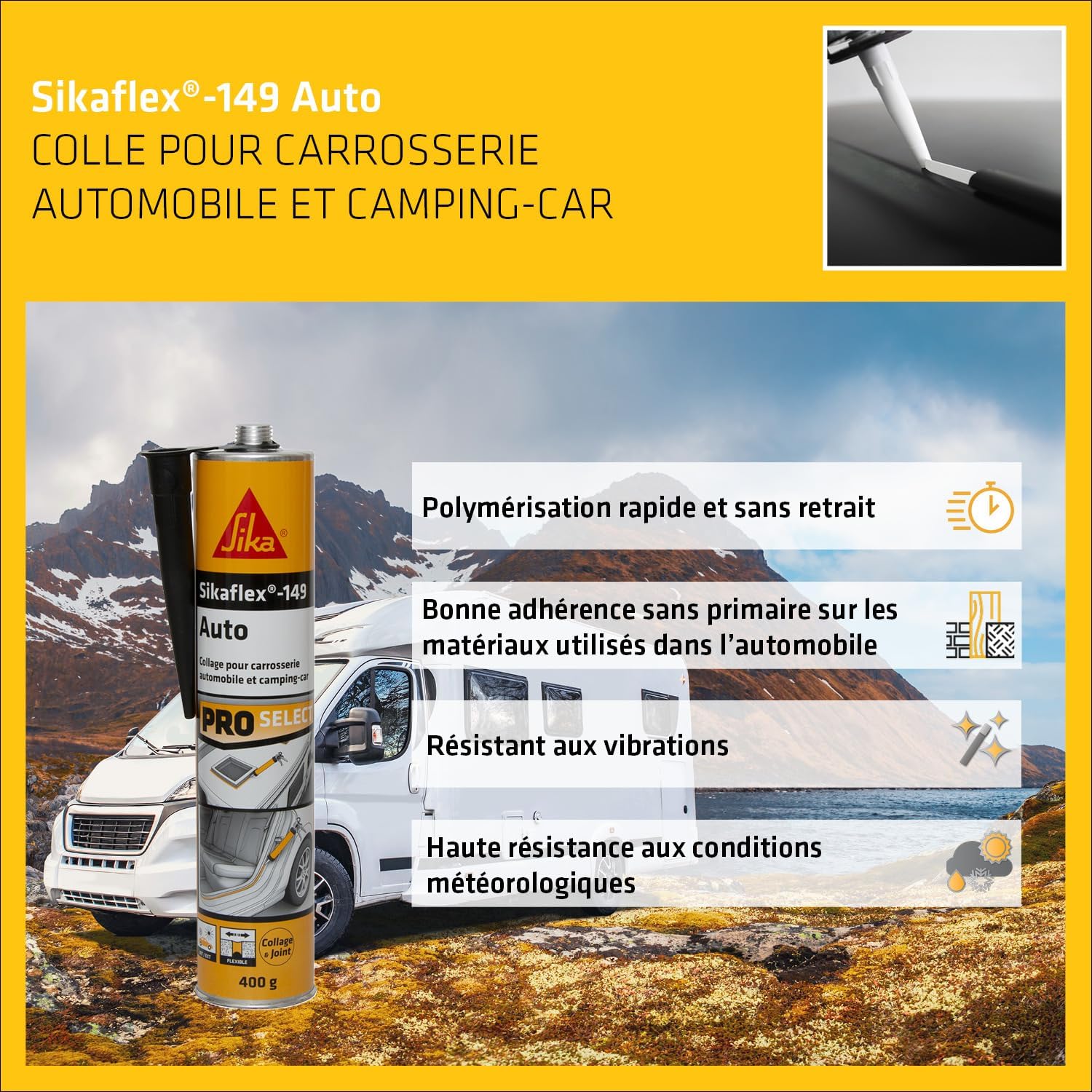 Detalle de Sikaflex-149 Auto Noir – Mastic carrosserie 300 ml pour multi-supports