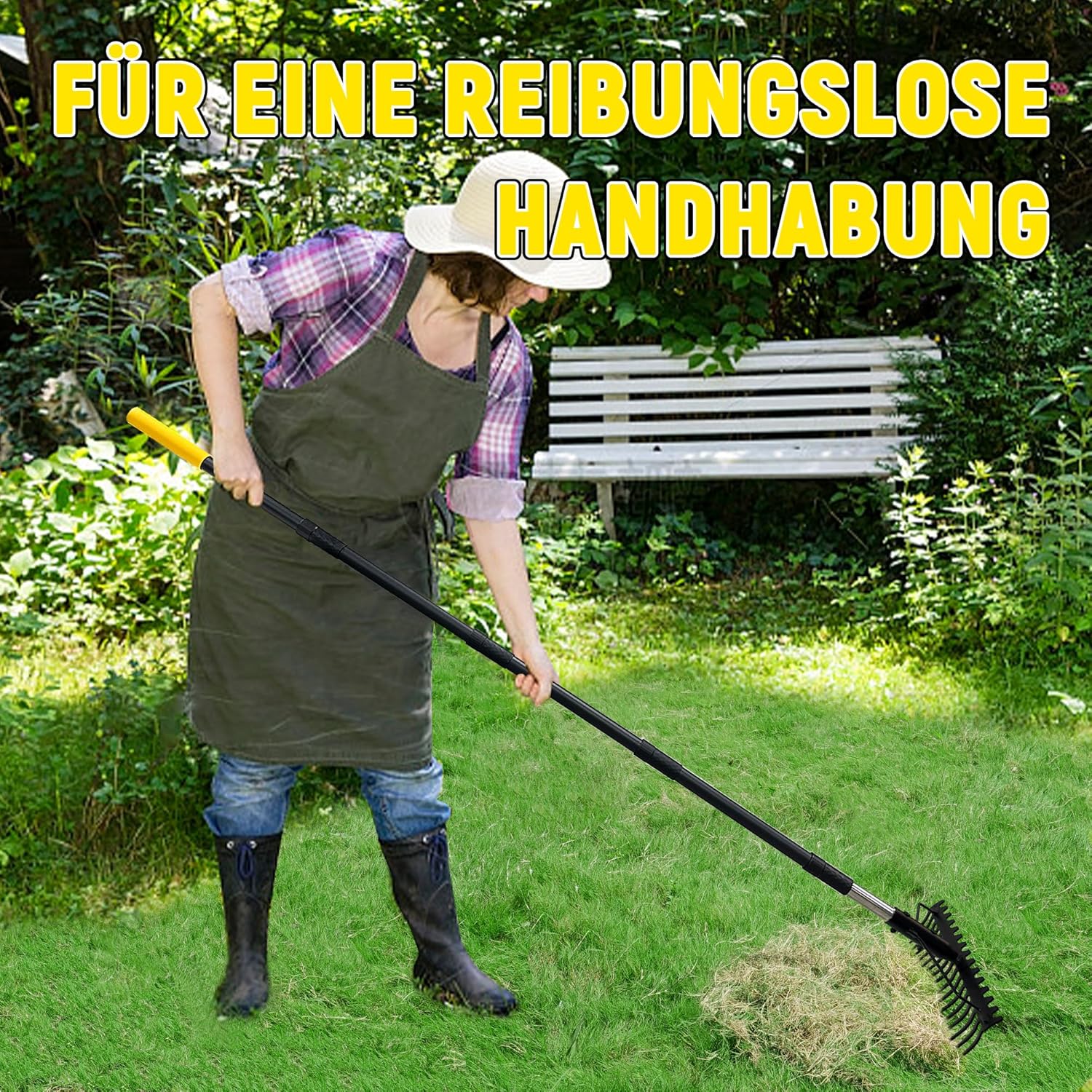 Thumbnail 6 de BlumeTrec Gartenrechen 1,7 m – 17 Zinken, Zwei-Seiten Kopf, Edelstahlgriff