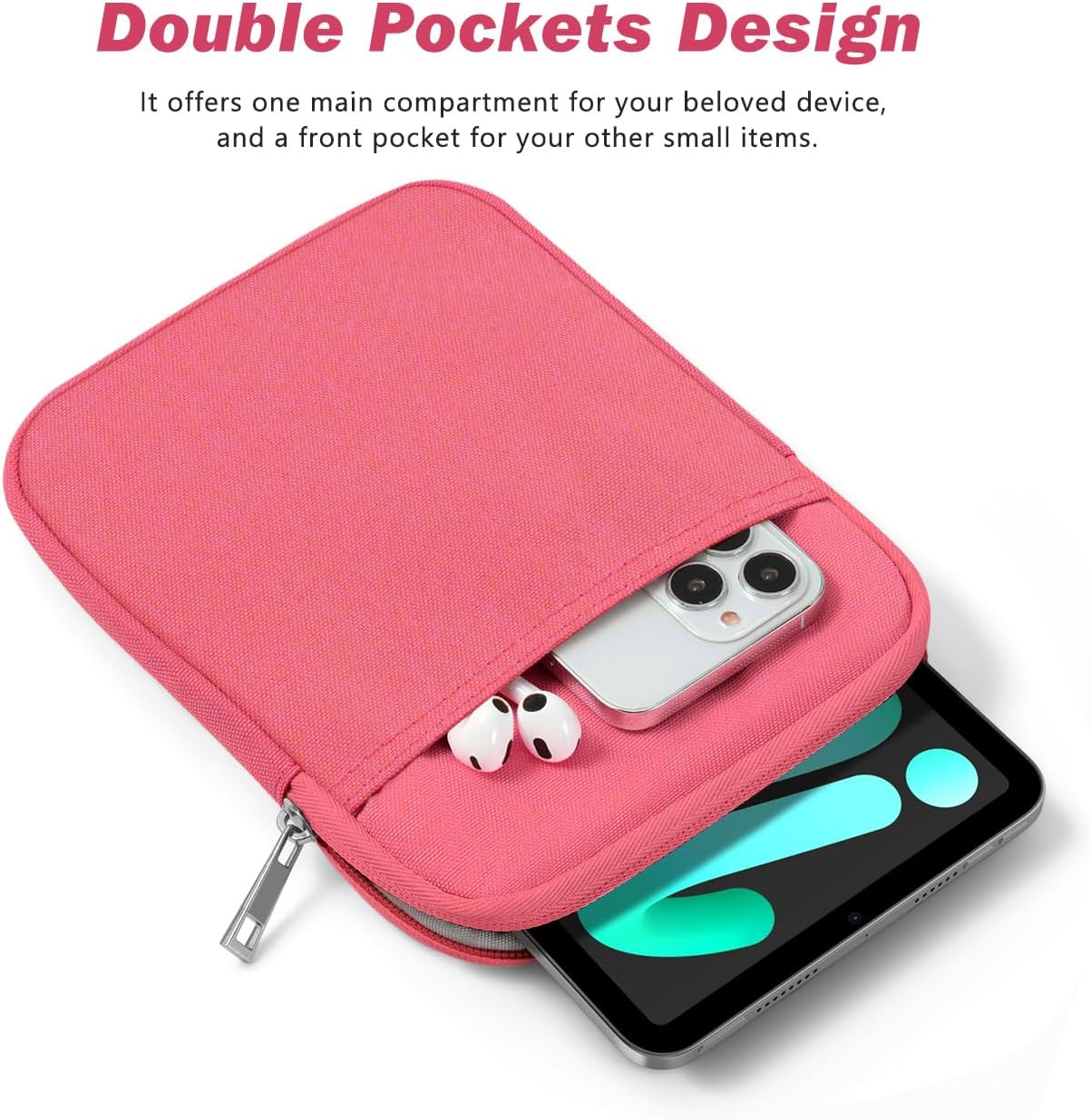Detalle de Dadanism Tablet Tasche 8–9 Zoll (Wassermelonrosa) – kompatibel mit iPad Mini 7/A17 Pro 8,3" und weiteren 8–9" Tablets