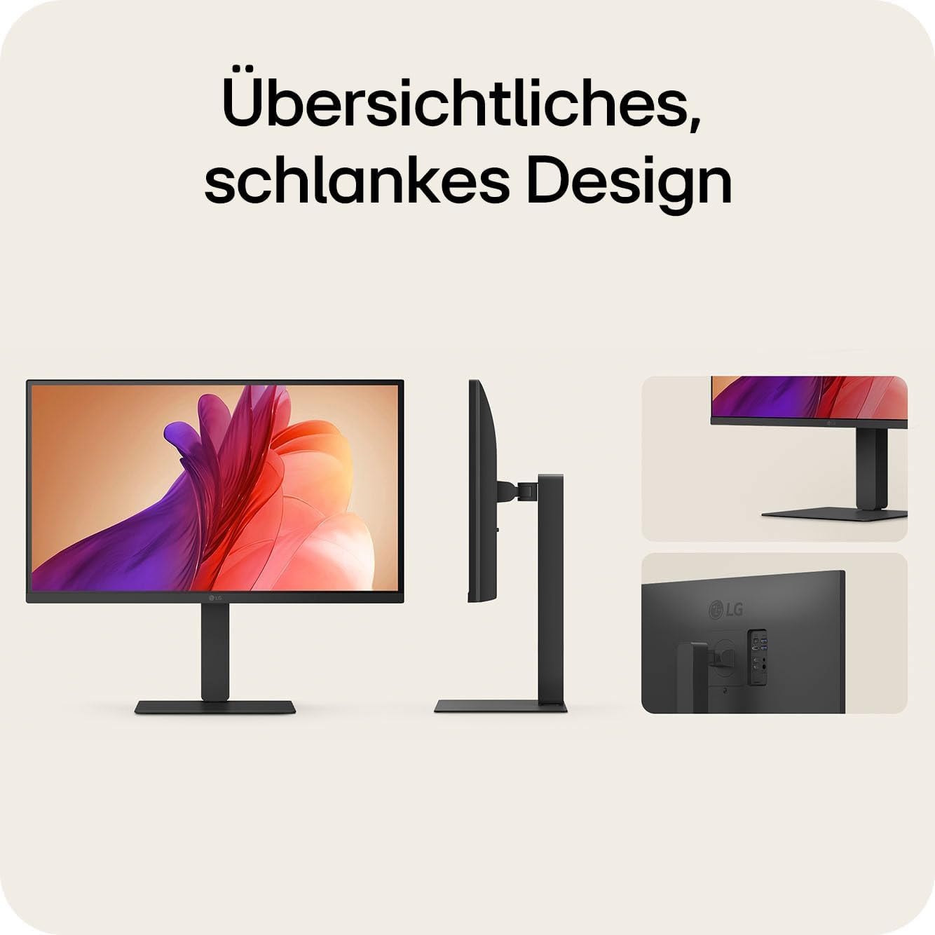 Detalle de LG Ultrafine 27U730A-B.AEU: 27 Zoll 4K IPS Monitor mit HDR10 und USB-C (90 W) – schwarz