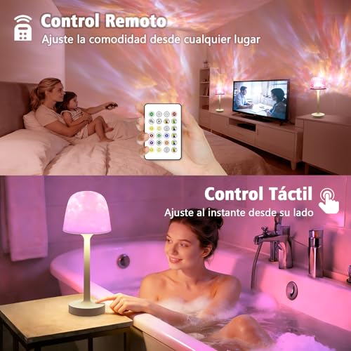 Detalle de seenlast Lámpara de Ducha con Proyector de Aurora y Galaxia – Iluminación inalámbrica 2 en 1 para baño
