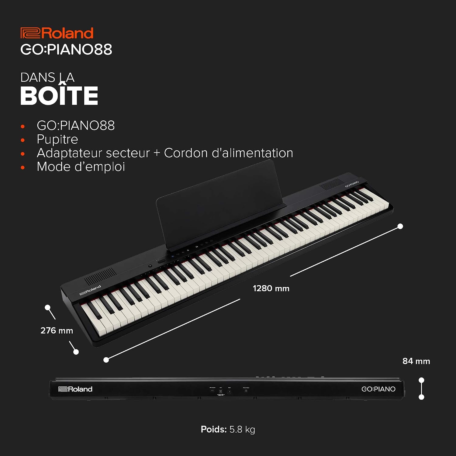 Detalle 2 de Roland GO:PIANO88 GO-88PX digitale piano met 88 toetsen, Bluetooth en MIDI