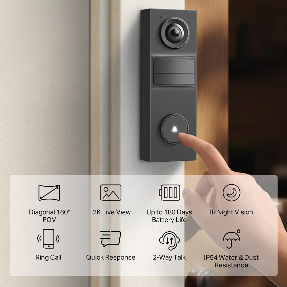 Thumbnail 4 de TP-Link Tapo D205 3MP 2K Battery Doorbell with 180‑day battery