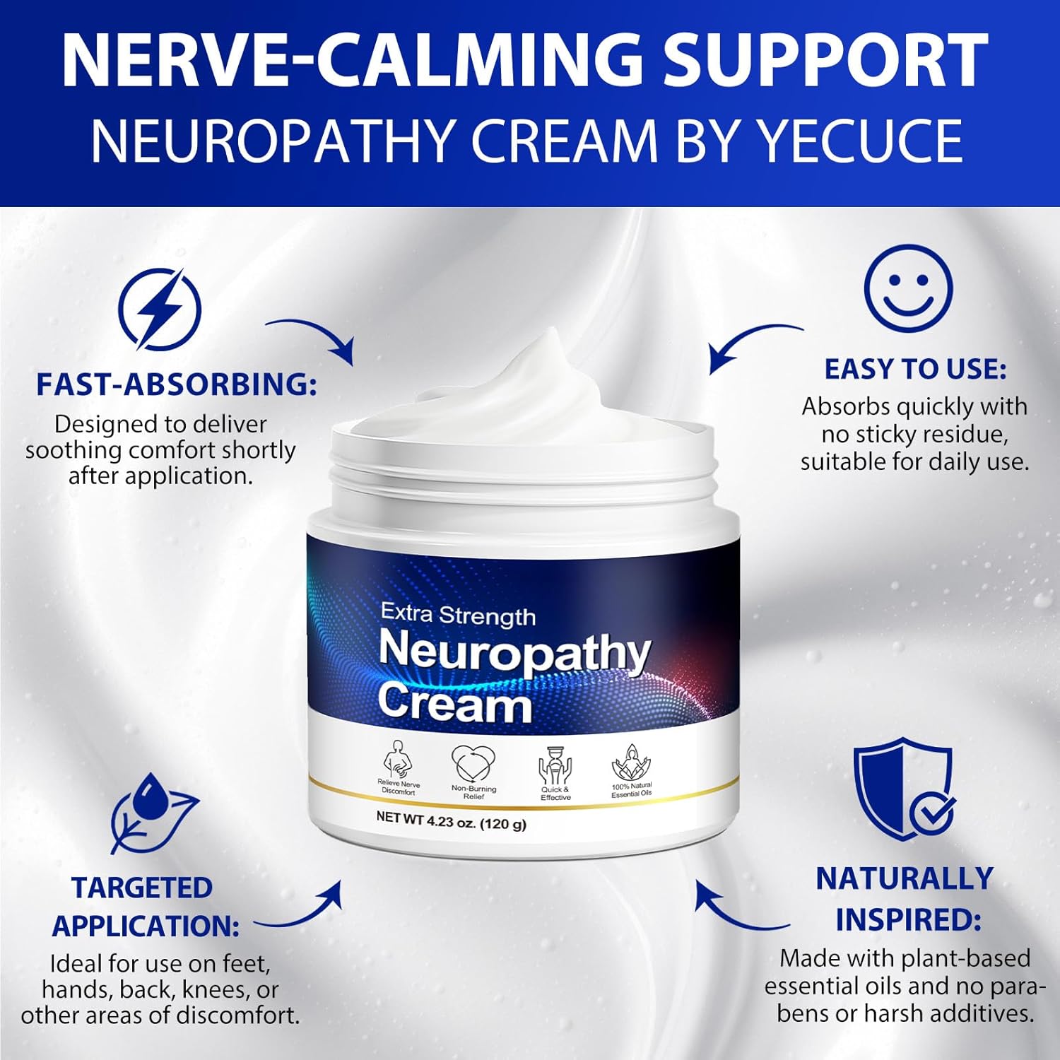 Detalle de Crème pour neuropathie des pieds – Lot de 2 x 240 g, Arnica et Aloe Vera