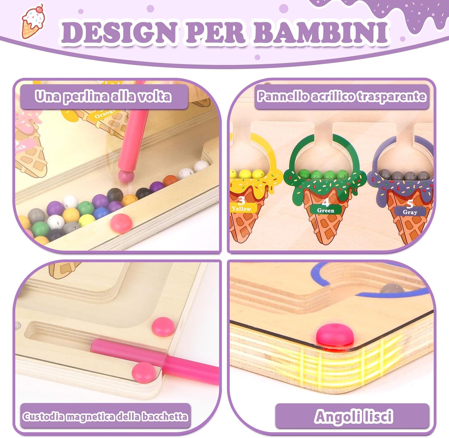 Detalle de Giochi Bambina 3–4 anni – Labirinto Magnetico Montessori di Colori e Numeri (1–10)