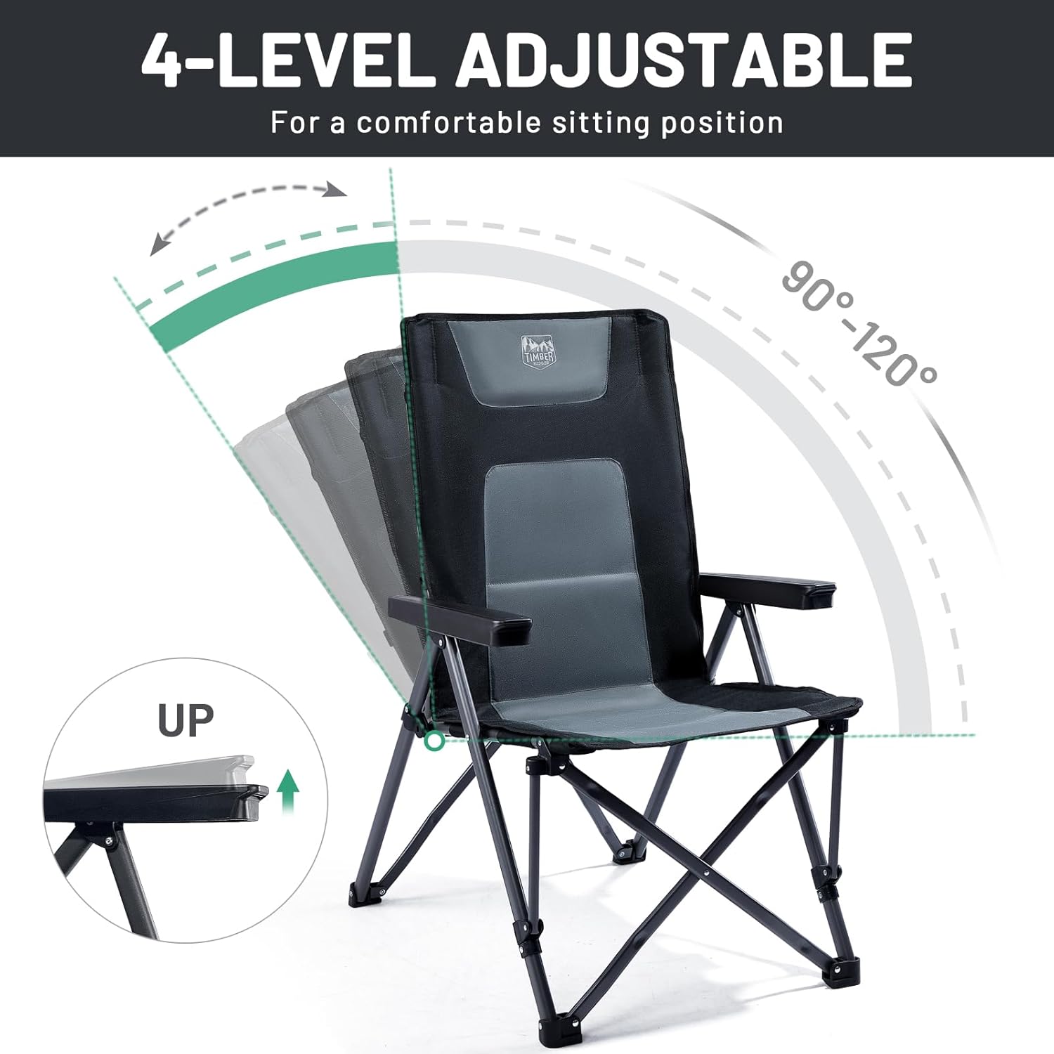 Thumbnail 3 de TIMBER RIDGE Heavy Duty Folding Camping Chair 260kg