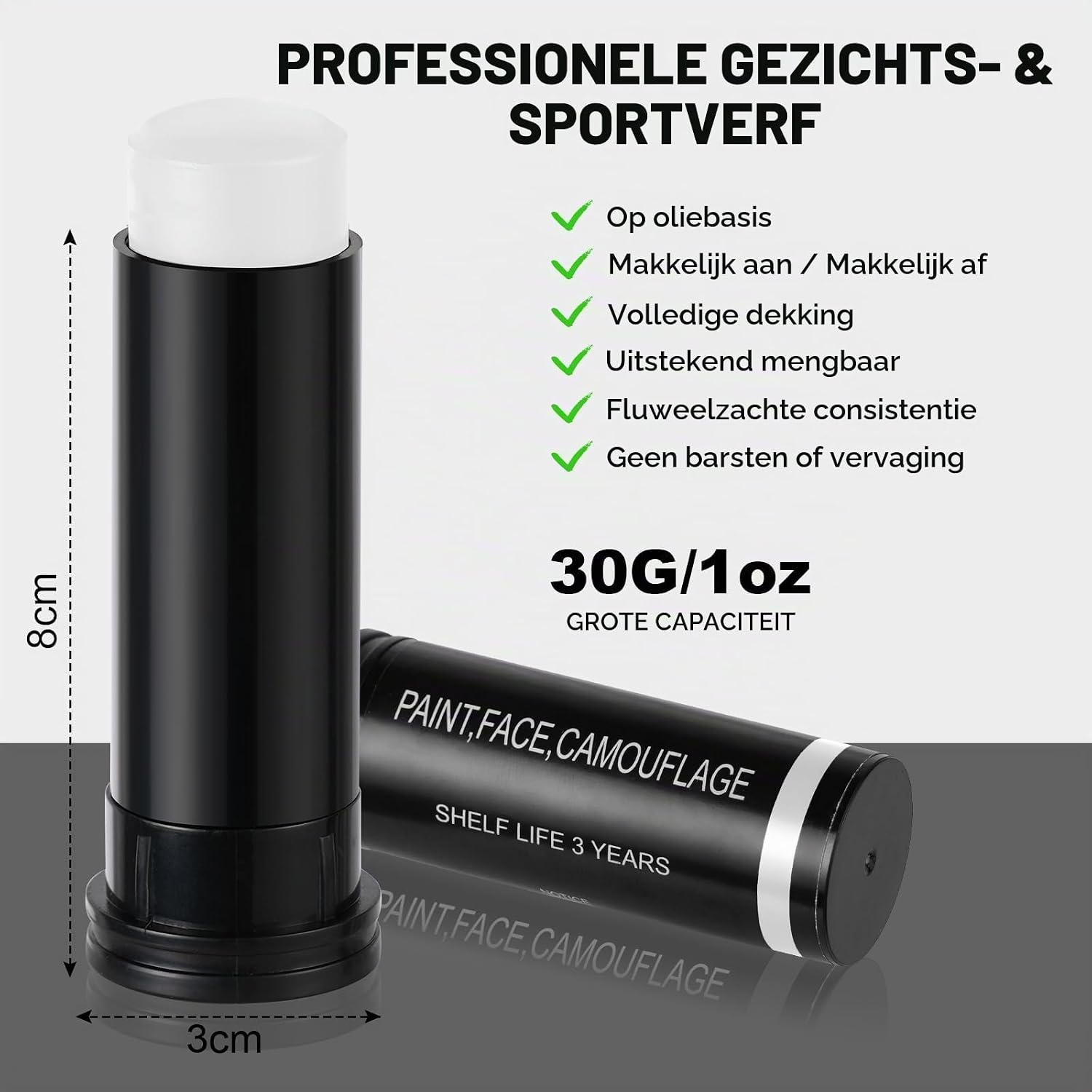 Detalle de Aomig Aomig gezichtsverfstick wit voor sport, cosplay en verkleedpartijen