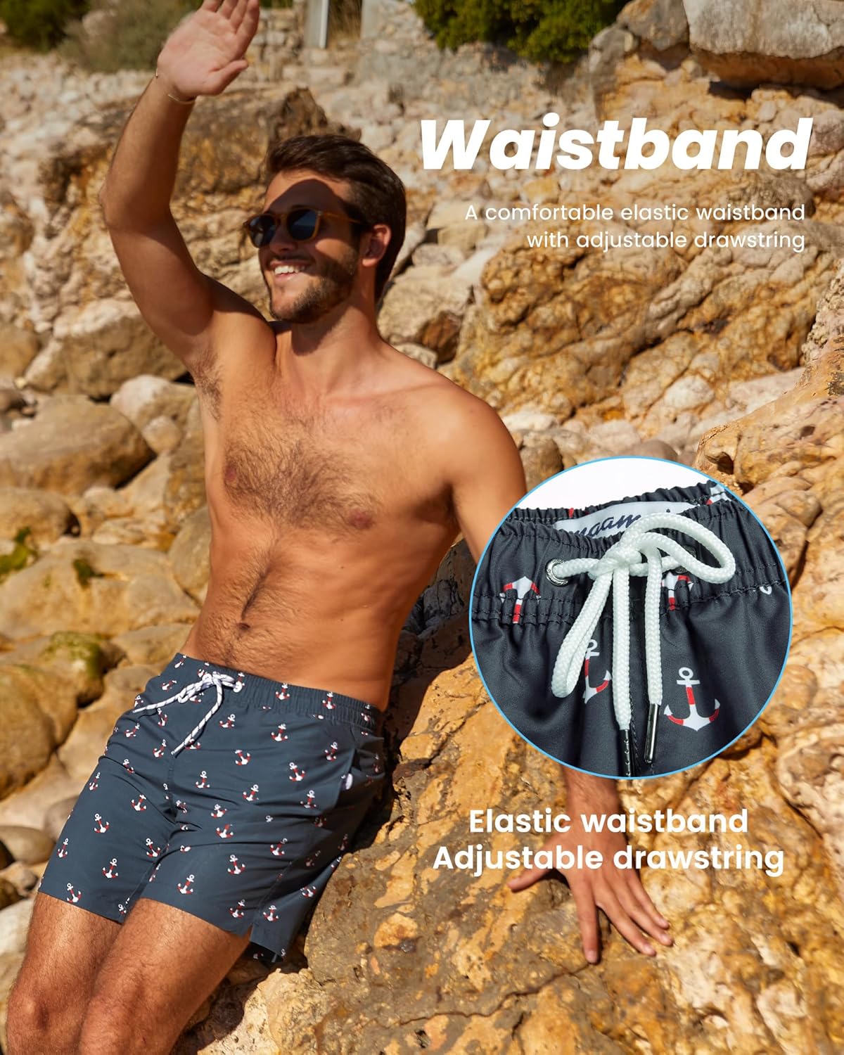 Detalle de Maamgic Costume Uomo Mare - Asciugatura Veloce con Tasche e Fodera in Mesh