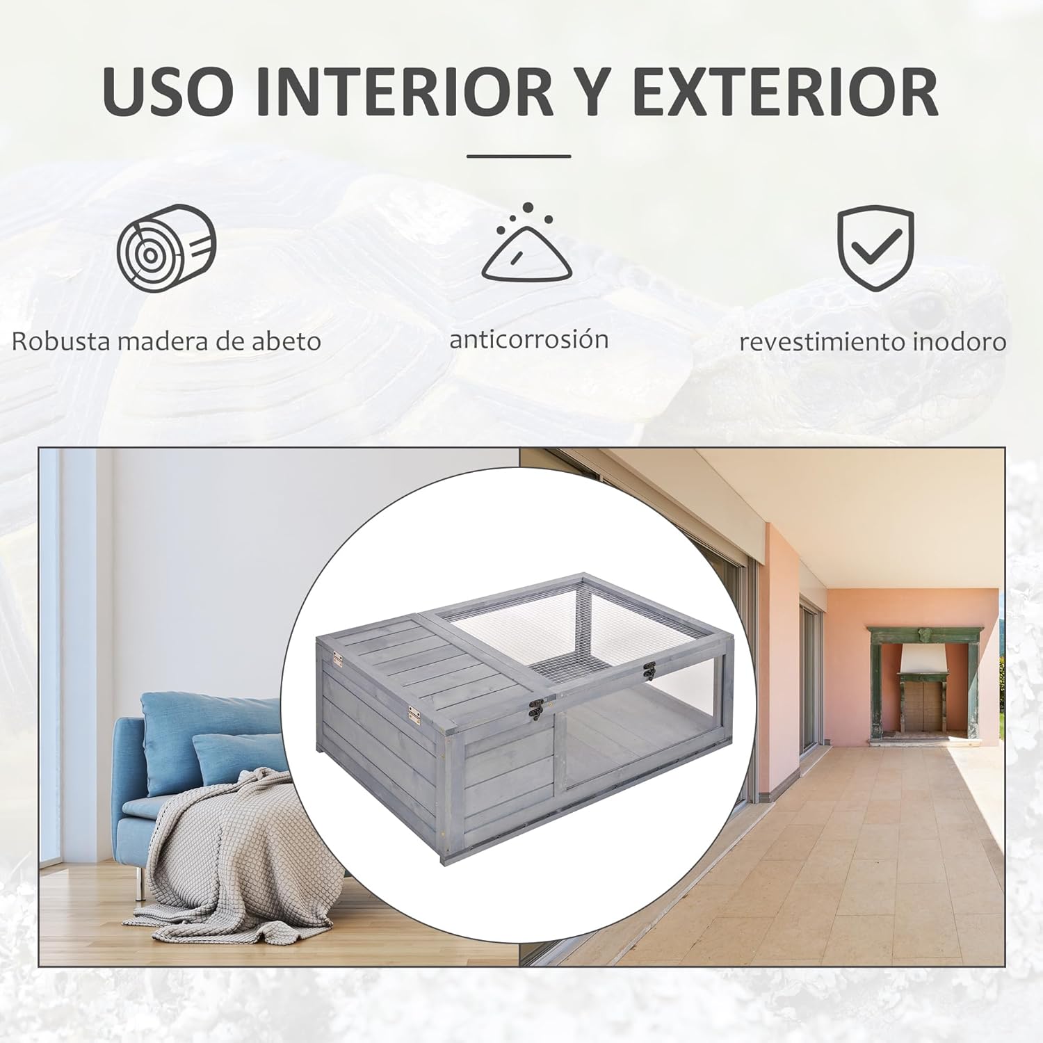 Thumbnail 2 de PawHut Casa Tortugas 91x60,5x32 cm