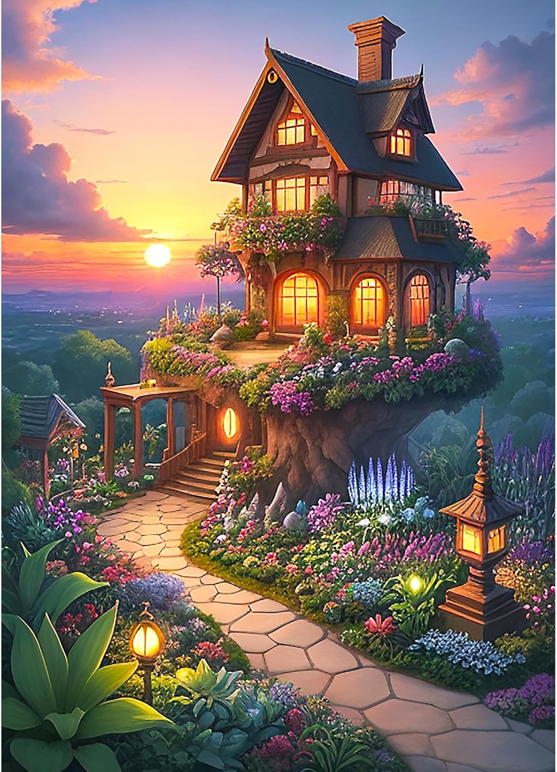 Detalle de Puzzle 1000 Teile MĂ€rchenhaus im Garten đ§©
