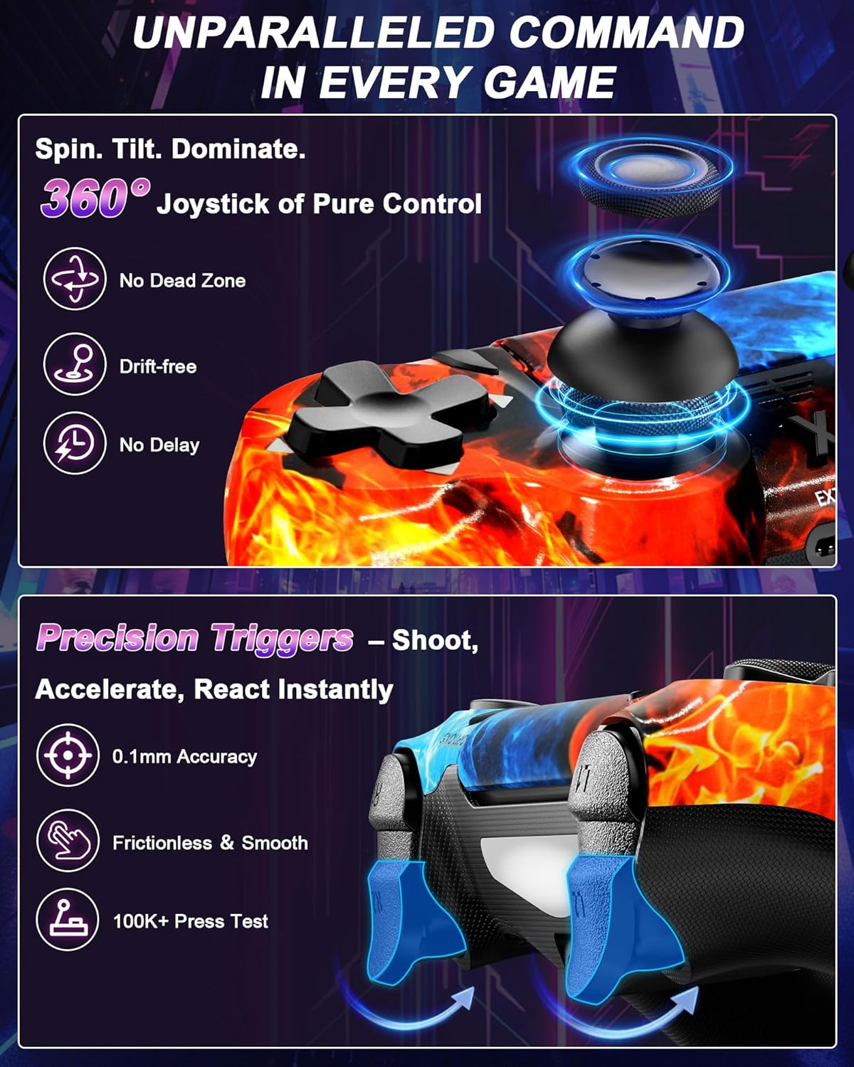 Thumbnail 1 de Glitfix Wireless Controller for PS-4 with Dual Vibration, Touchpad & 3.5mm Jack