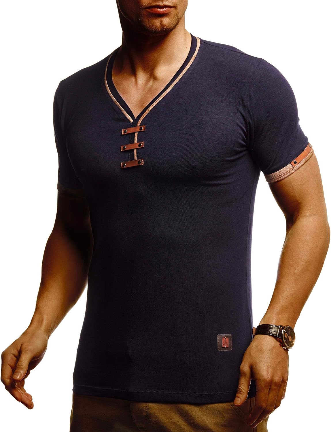Thumbnail 6 de Leif Nelson LN4890N T-shirt col en V blanc