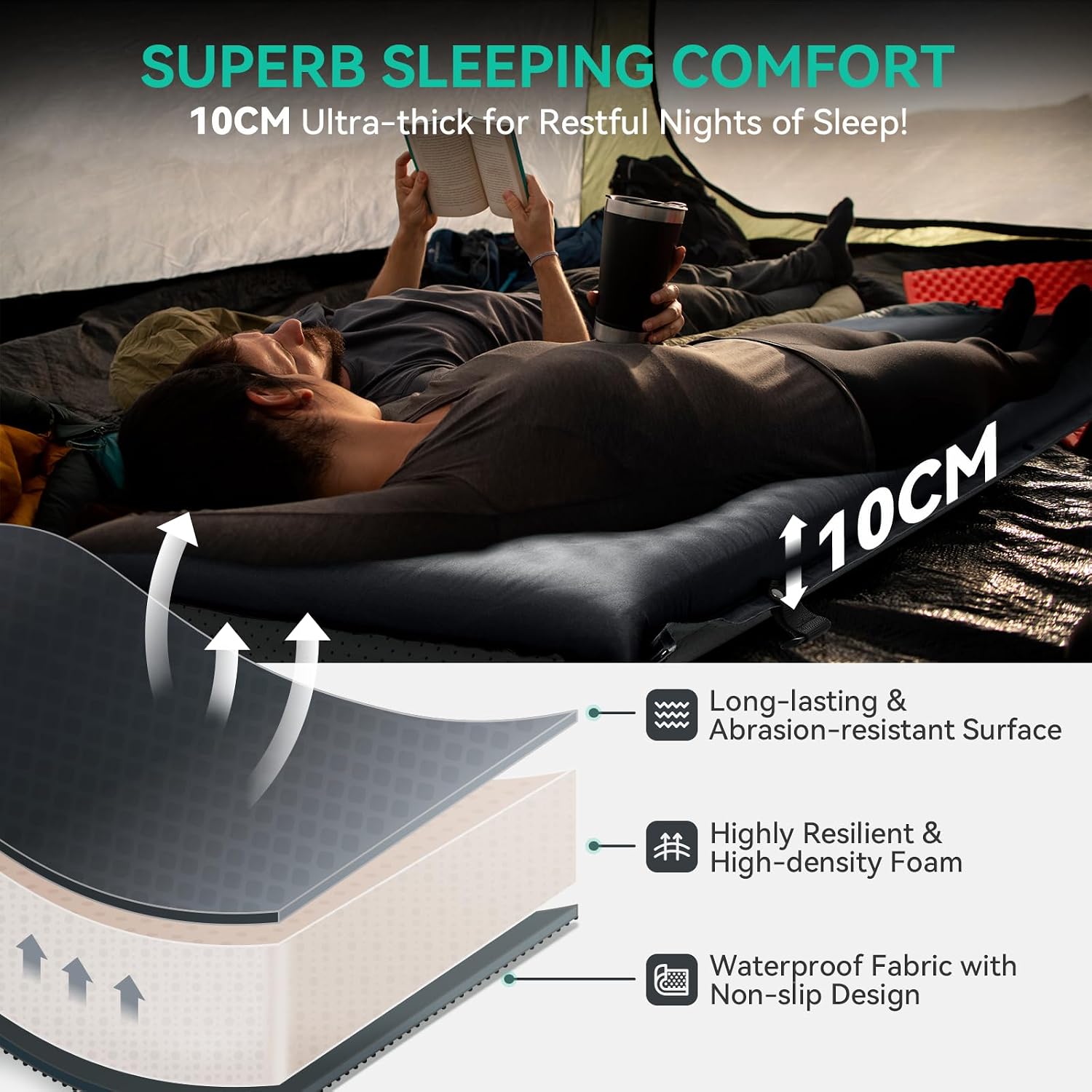 Detalle 2 de HIKENTURE Self-Inflating Sleeping Pad, 10 cm