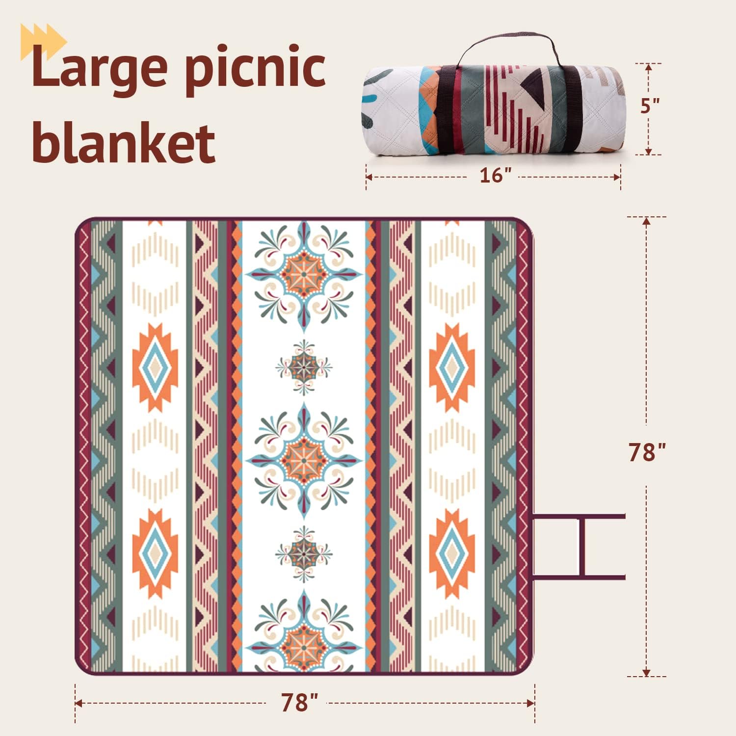 Thumbnail 2 de LARUTAN Waterproof Picnic Blanket 200x200CM