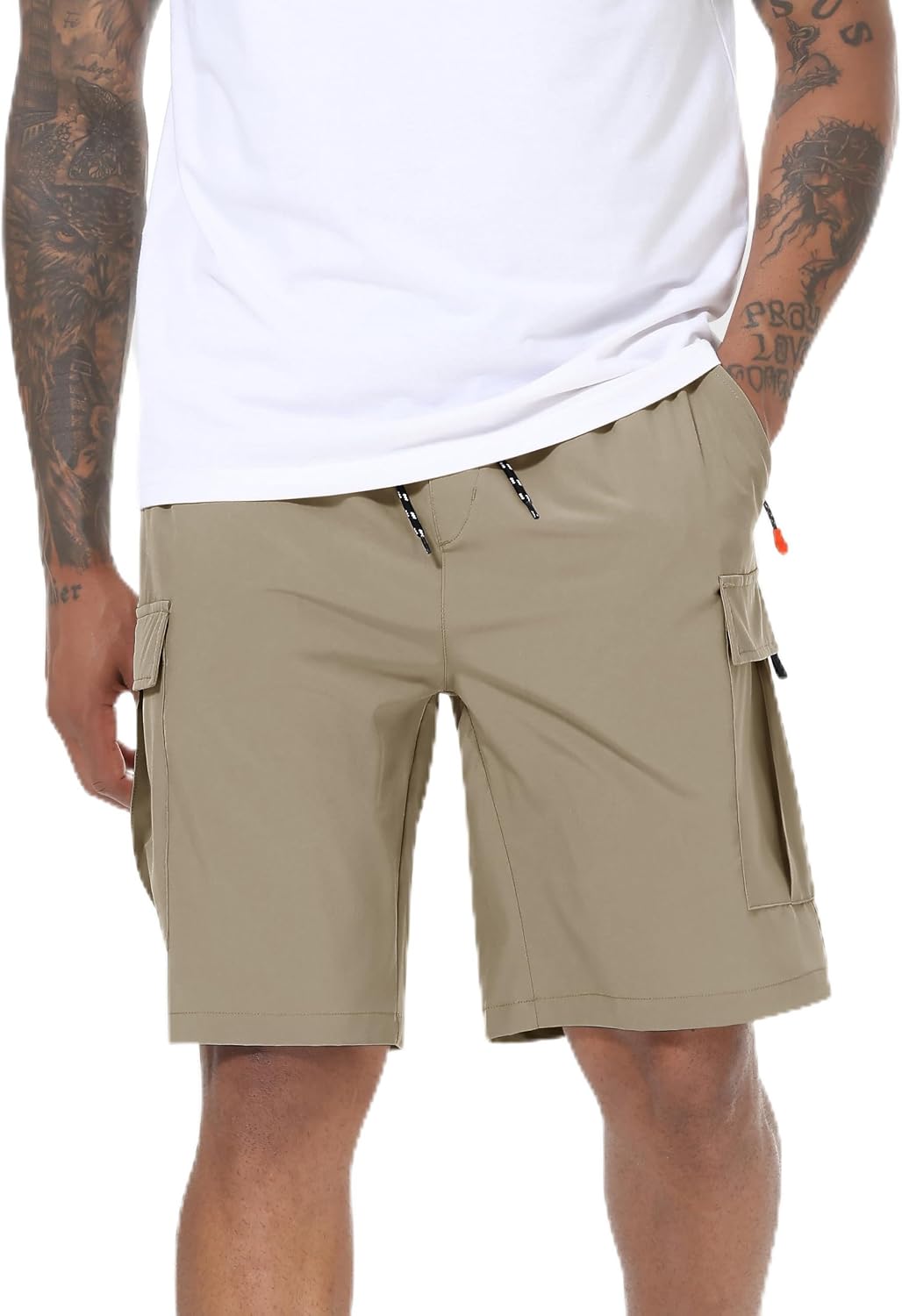 Detalle de INNERBUT Men's Cargo Shorts, Quick-Dry Stretch Fabric, 5 Pockets