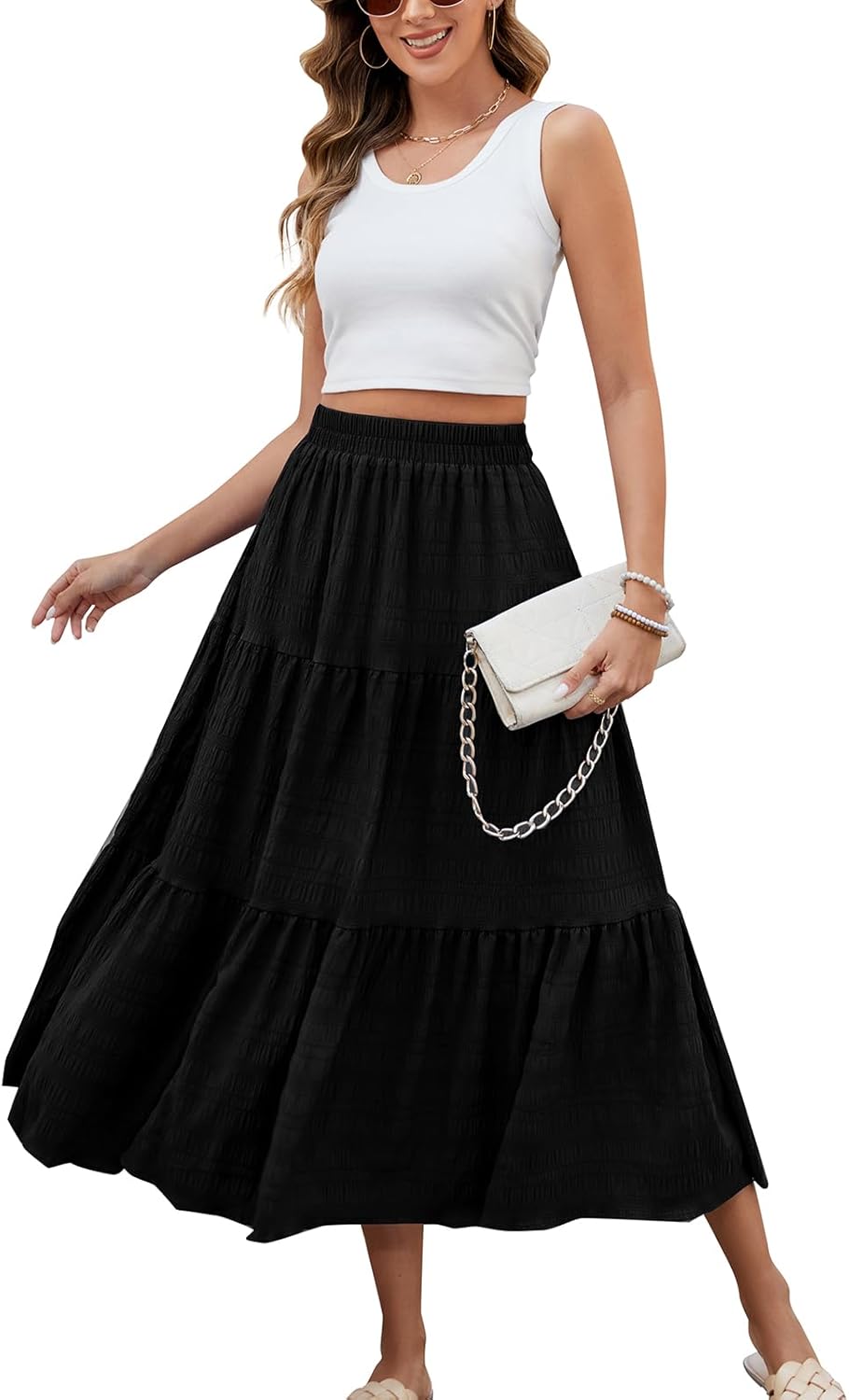 Thumbnail 1 de HUSKARY Smock Tiered Maxi Skirt with Pockets