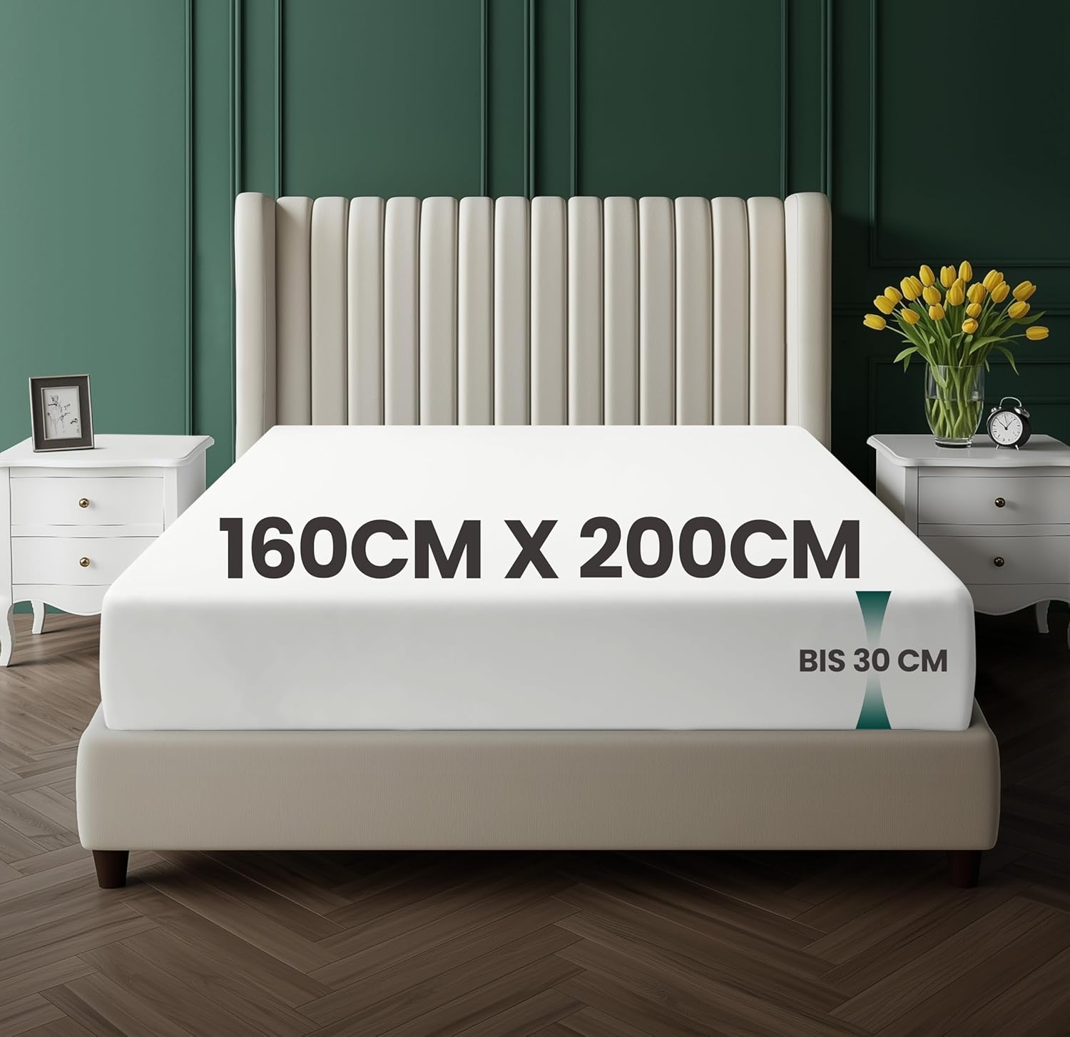 Thumbnail 1 de Utopia Bedding Spannbettlaken 160x200 cm, 30 cm tief – Weiß, gebürstete Mikrofaser, OEKO-TEX