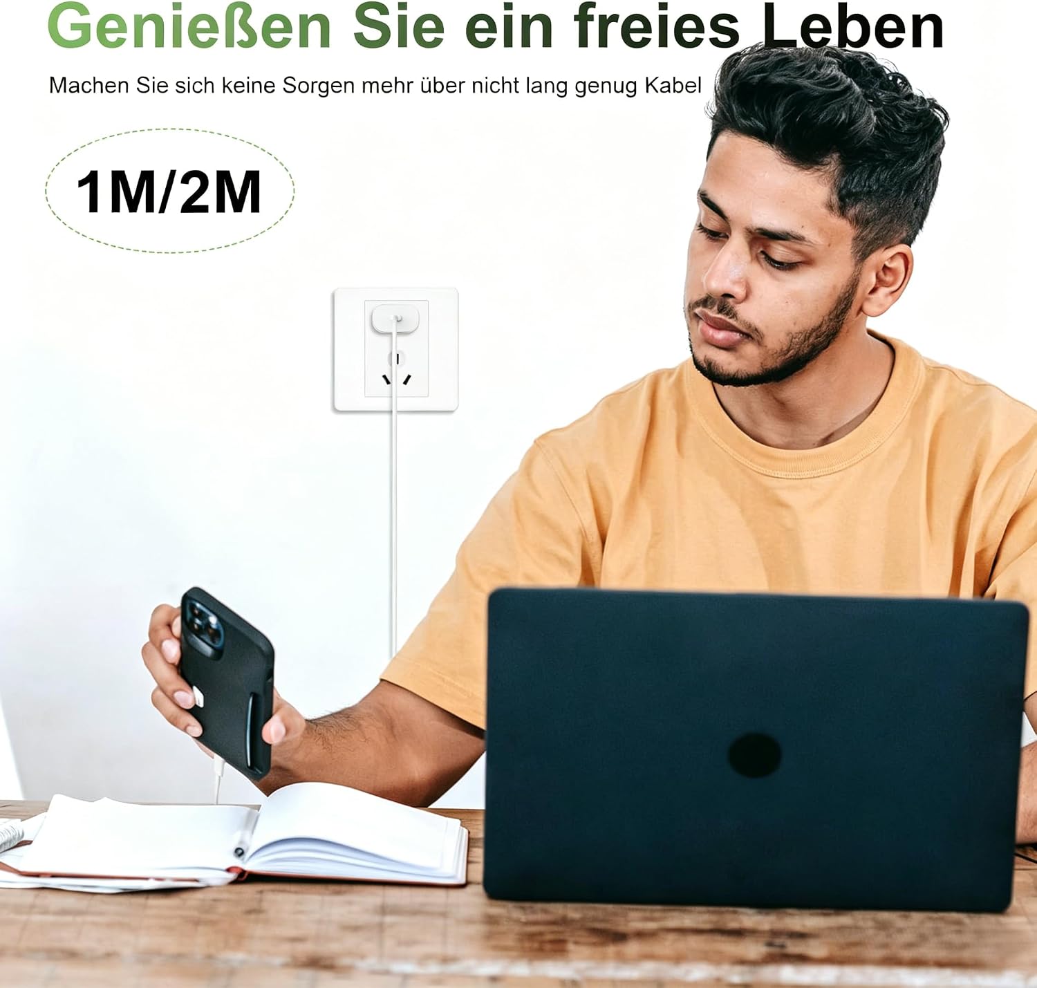 Thumbnail 5 de 45W Chargeur Rapide USB-C pour iPhone 17/16/15 Pro avec câbles USB-C (1 et 2 m) etprise secteur – Pack double câble