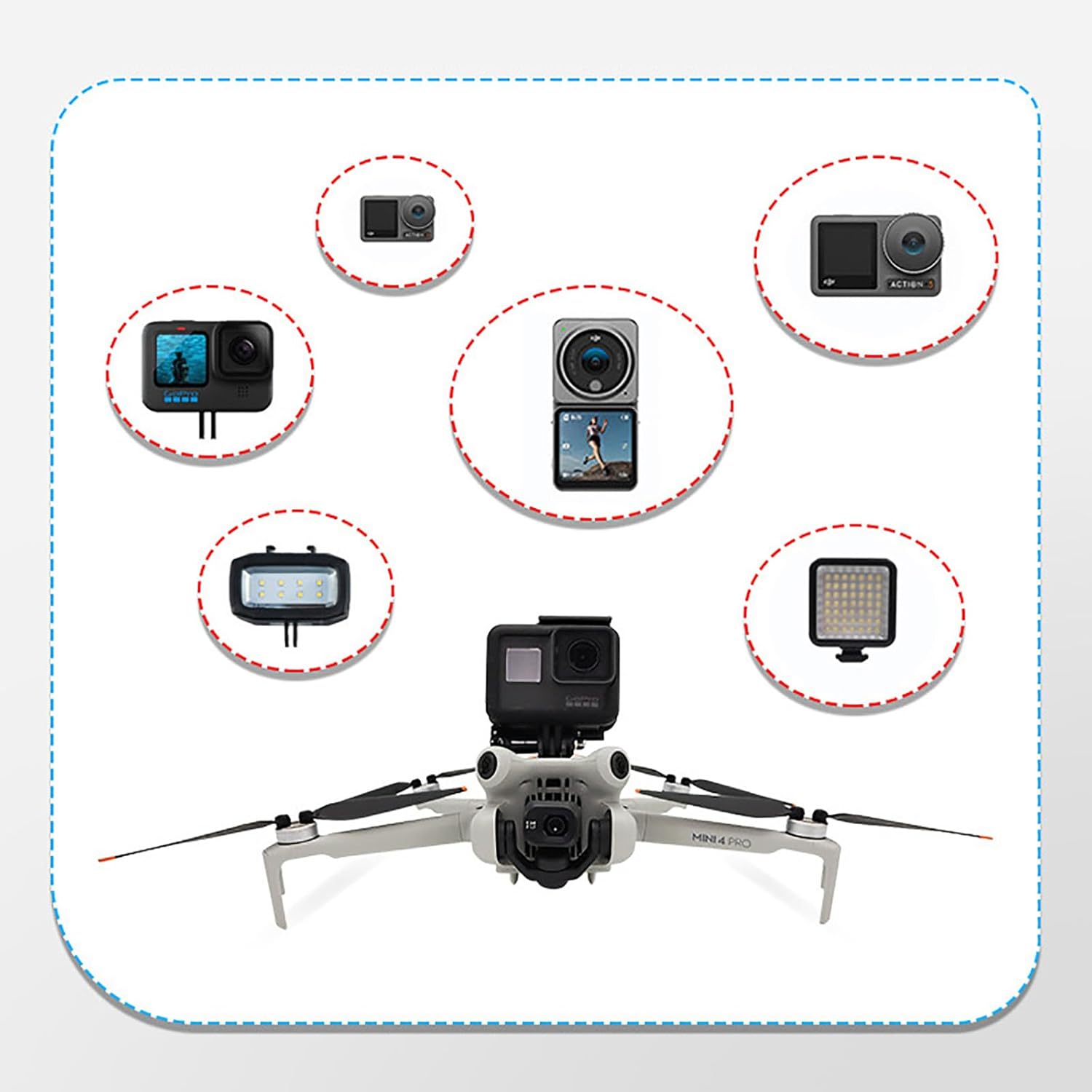 Thumbnail 2 de Action Camera Mount Holder for DJI Mini Series — Gimbal Extension Bracket with 1/4" Screw Adapter