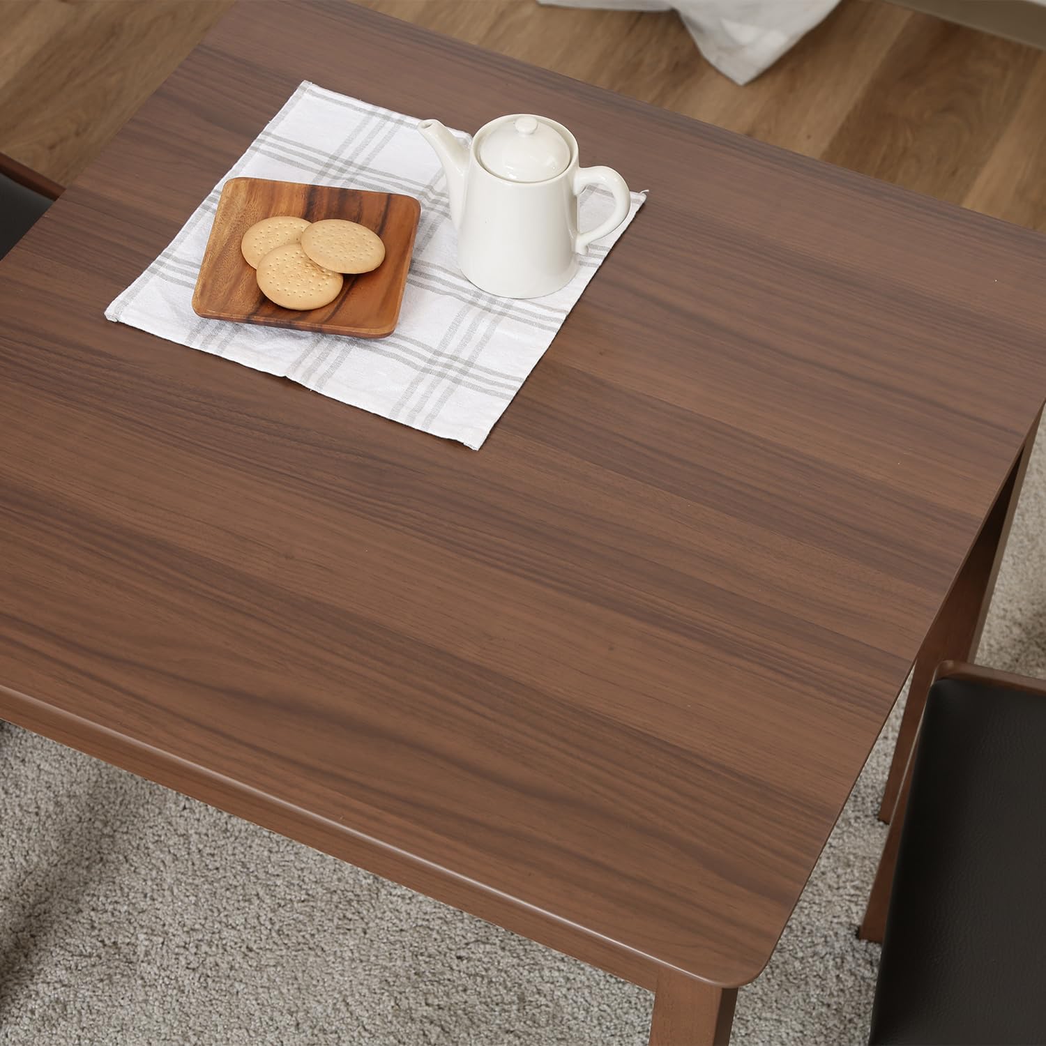 Detalle de 不二貿易 モルト 98816 2人用ダイニングテーブル 幅75×奥行75cm ブラウン 天然木脚