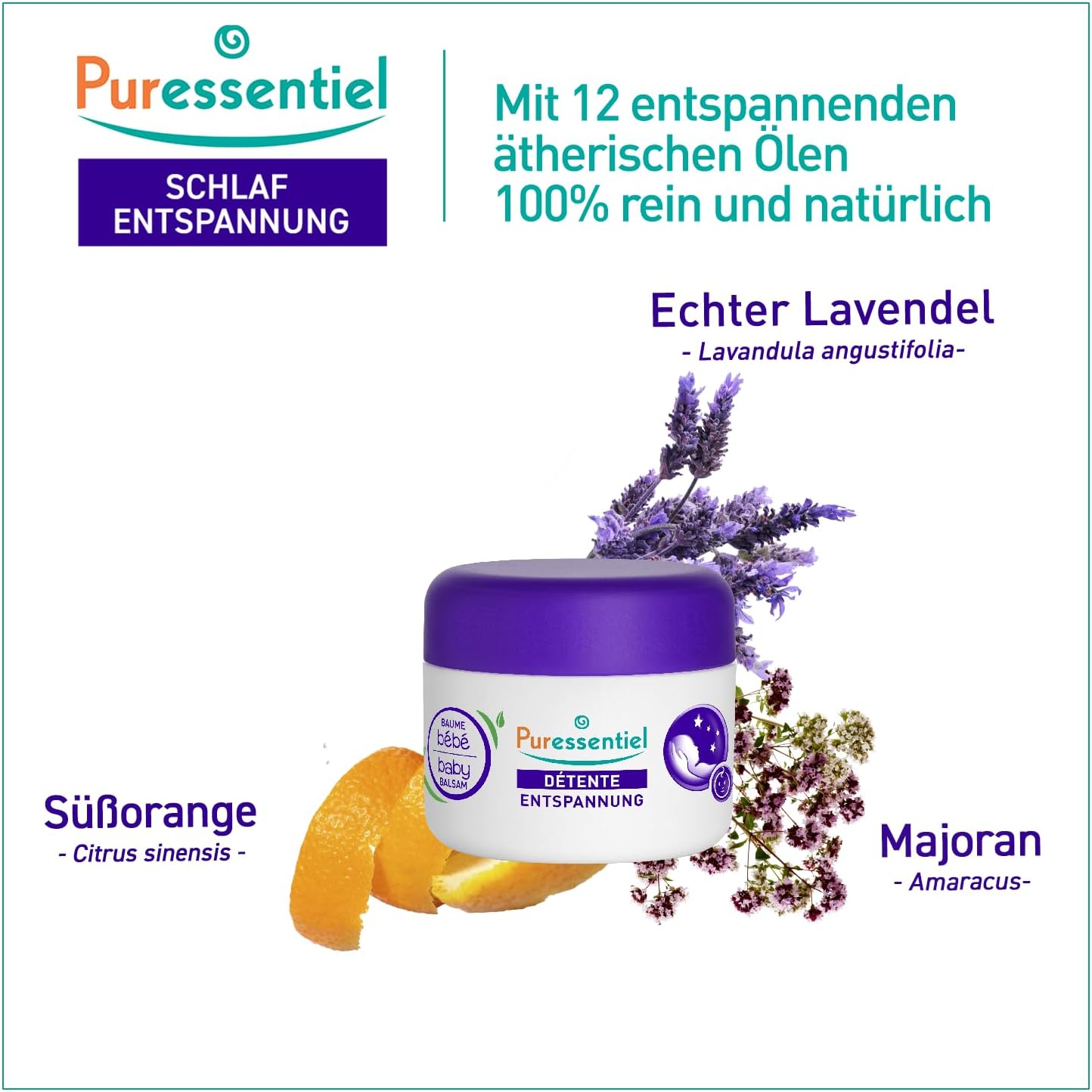 Detalle 2 de Puressentiel Schlaf Beruhigender Massagebasalm Baby – 30 ml, 100% natürliche Formel