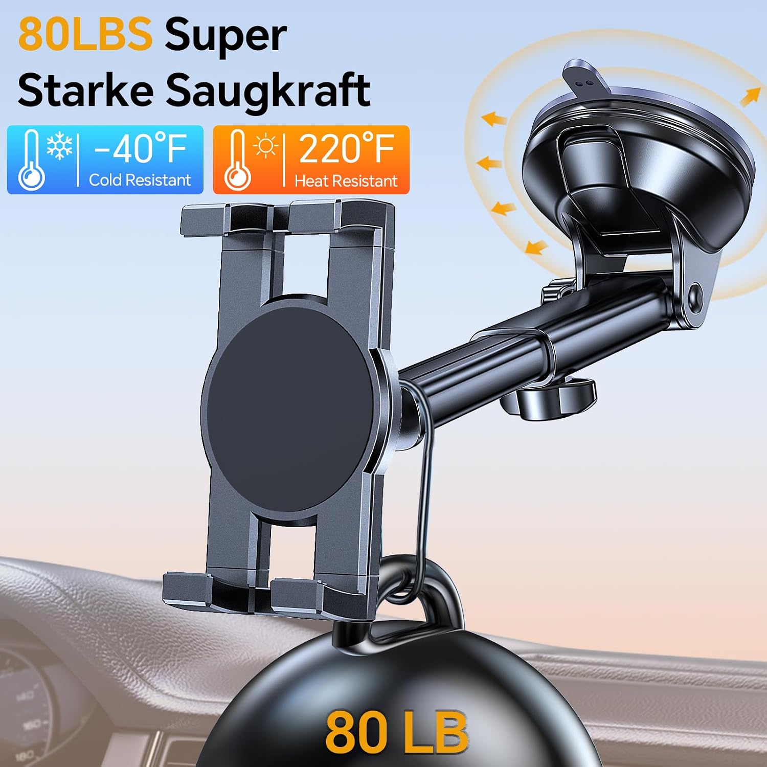 Thumbnail 3 de Coolpow Tablet Halterung Auto – 360°-Drehung, verbesserter Saugnapf, für 4,7–12,9 Zoll Tablets