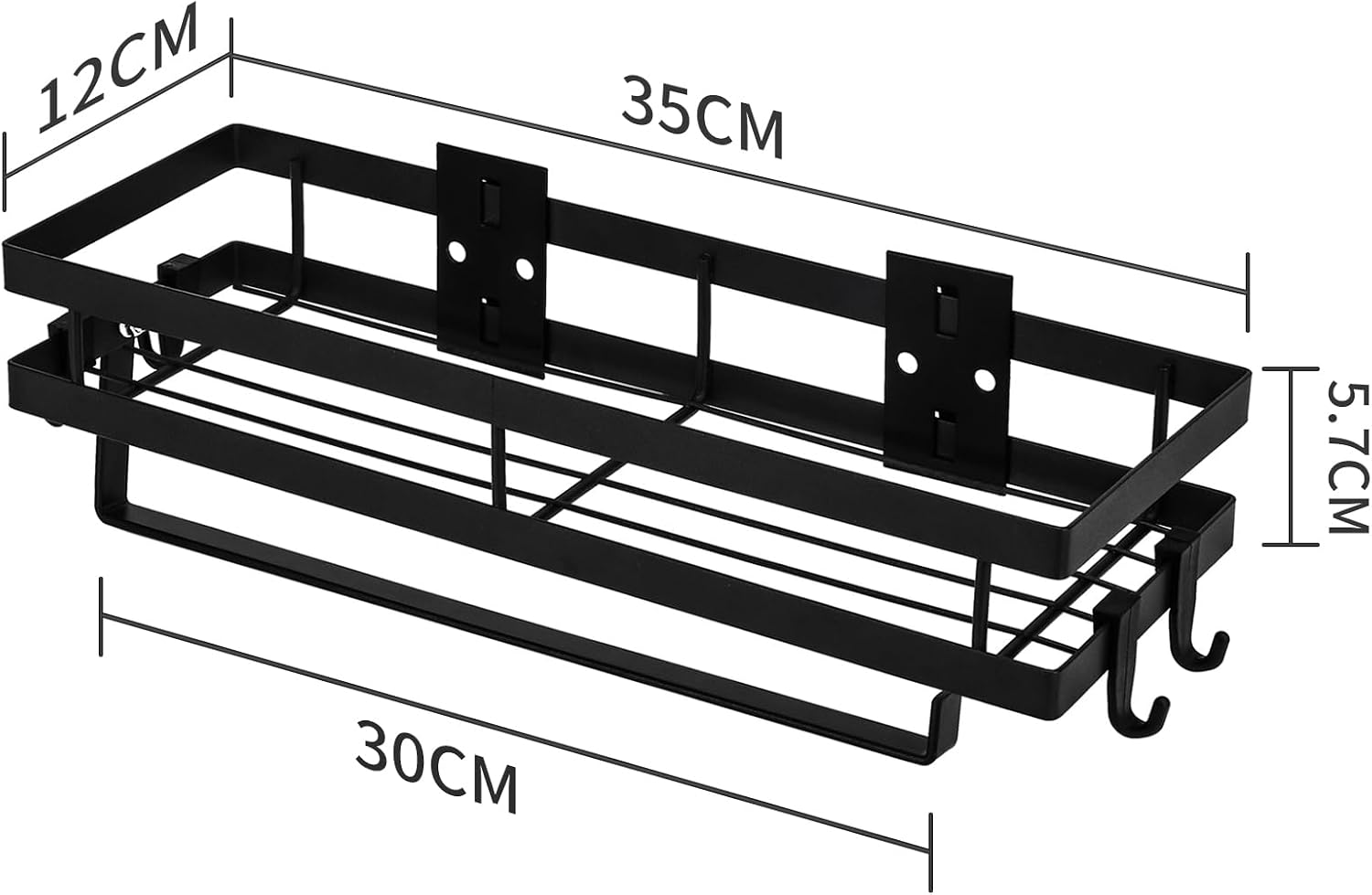 Detalle de CZKDTT Kruidenrek wandrek van 35 cm met keukenrolhouder en 4 afneembare haken