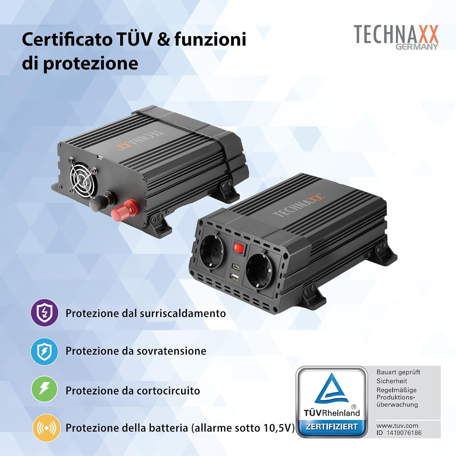 Thumbnail 4 de Technaxx TE19 Inverter Auto 12V 600W