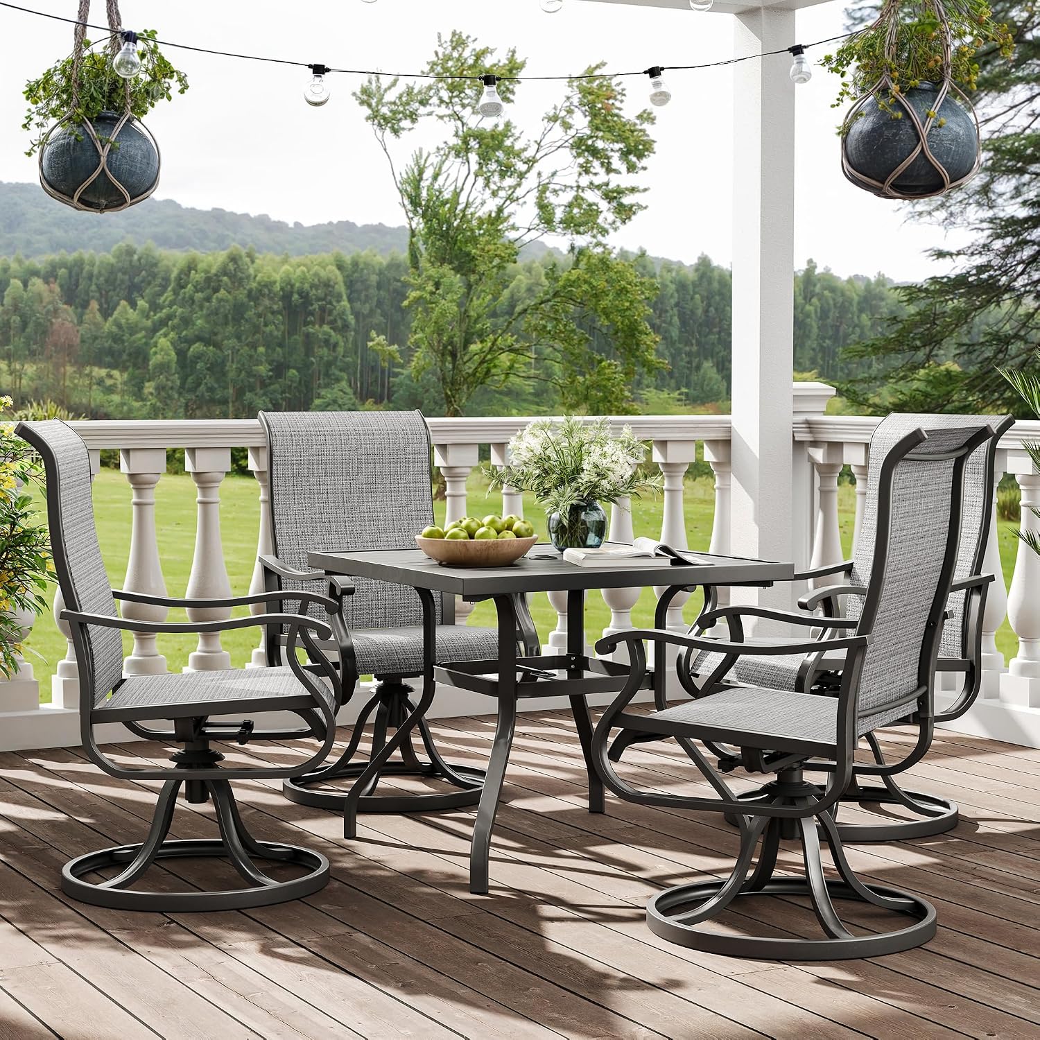 Thumbnail 1 de Amopatio Patio Swivel Chairs Set of 4, Outdoor Dining Chairs with 360° Swivel