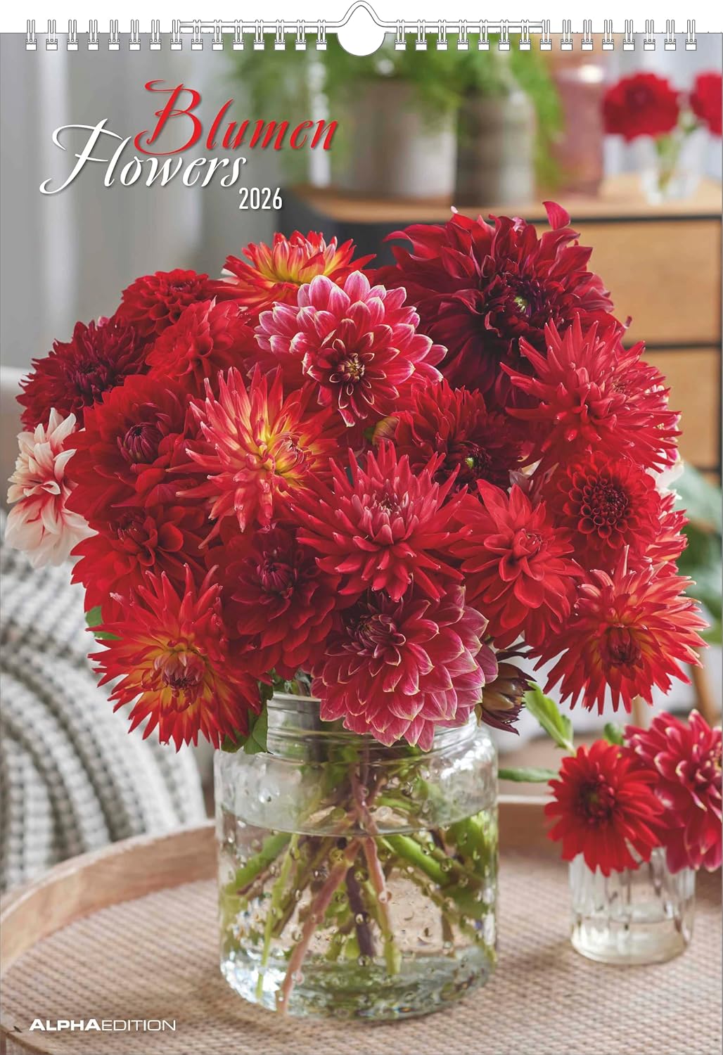 Detalle de Alpha Edition Blumen-Kalender 2026 – A3-Wandkalender mit Feiertagen (Flowers)