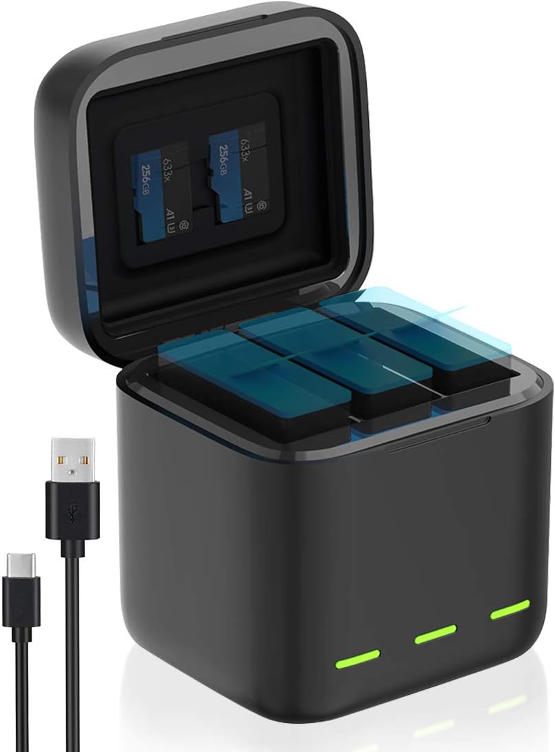 Detalle de Jeebel batterijlader voor GoPro HERO 9/10/11/12 Black, 3 accu’s, 2,4 A