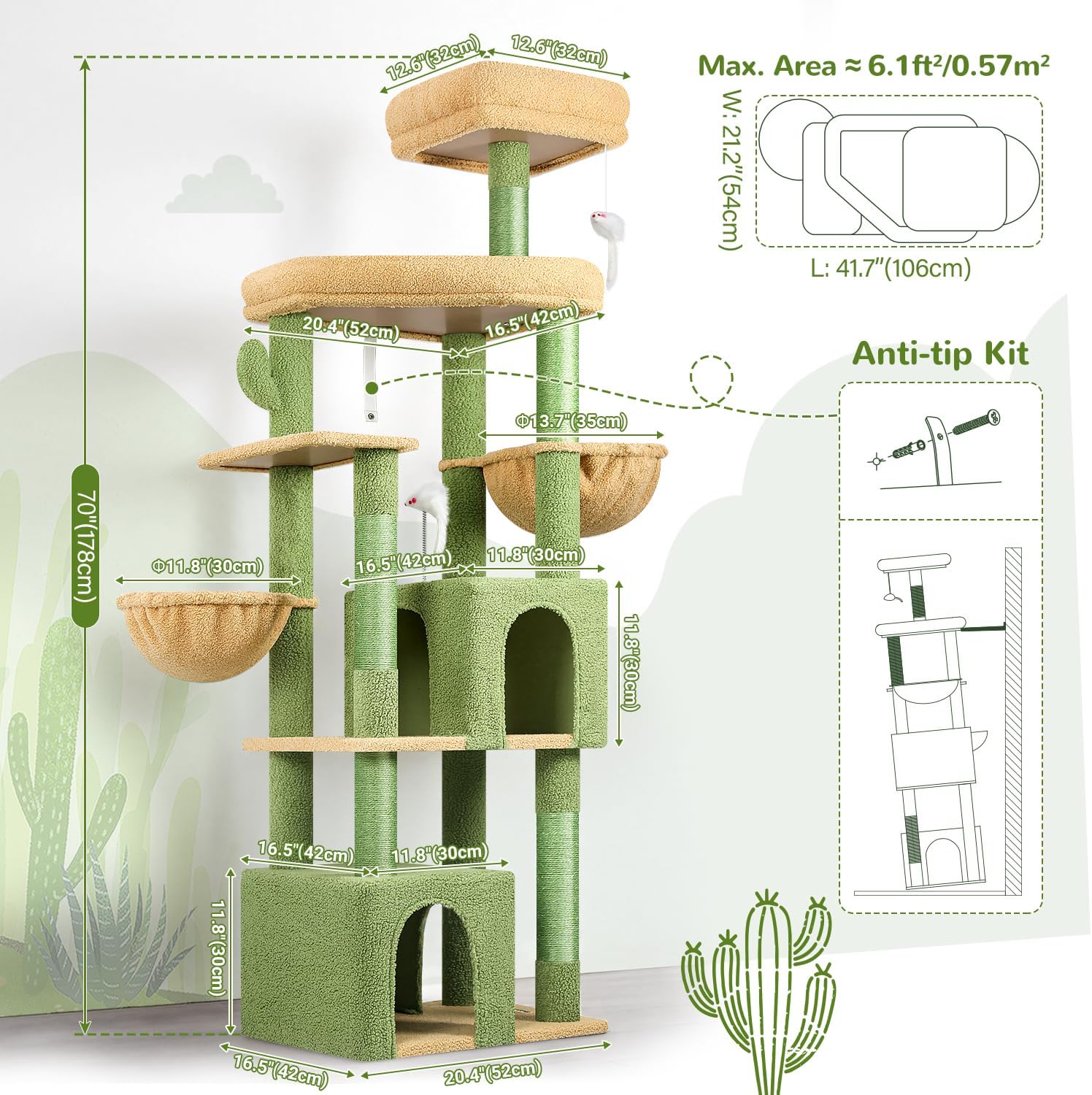 Thumbnail 6 de Globlazer Cat Tree, 68-Inch
