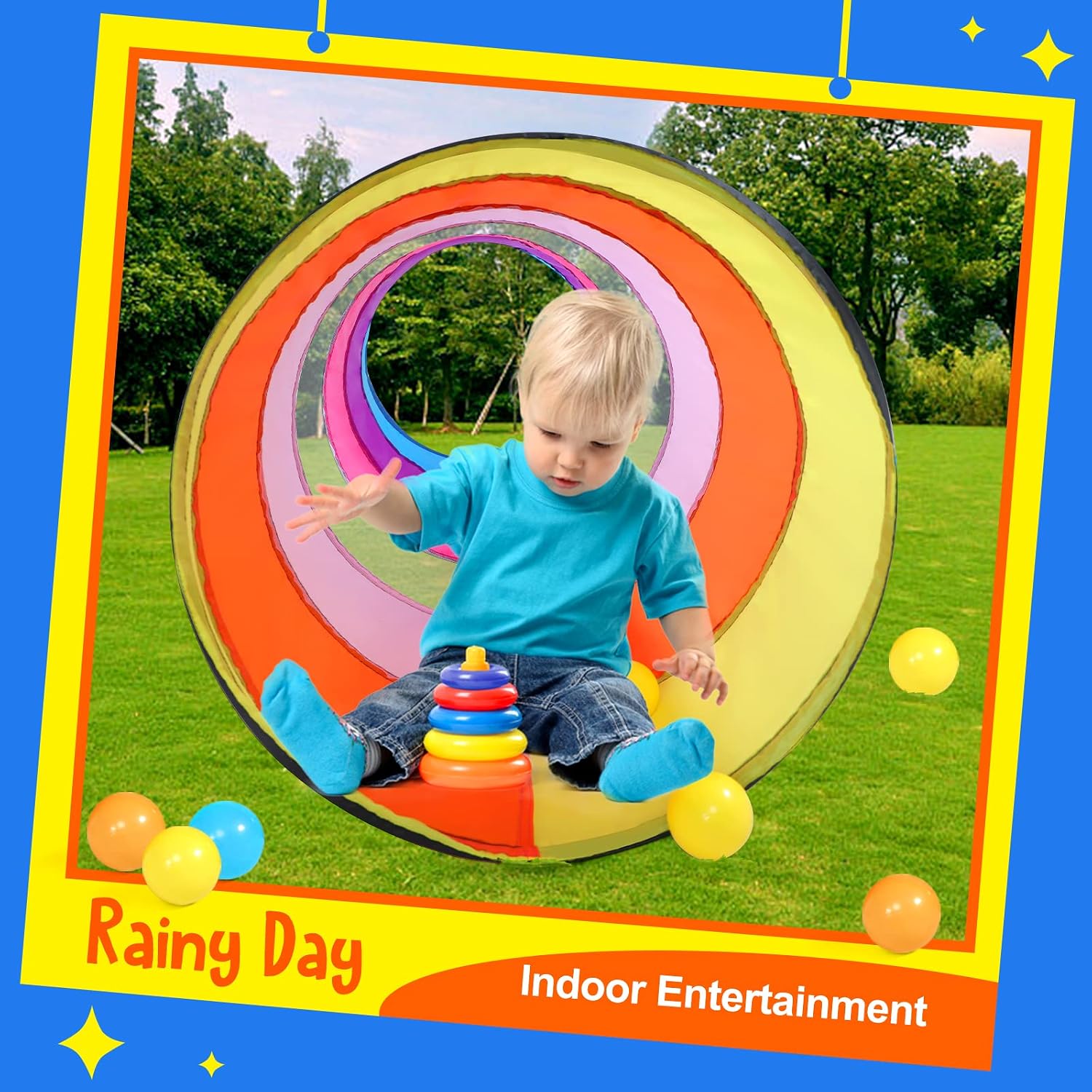 Thumbnail 4 de SweHouse Colourful Pop-Up Play Tunnel for Kids, 175 cm, Collapsible