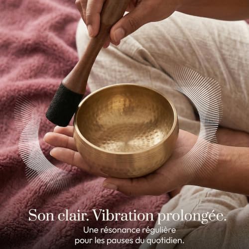 Detalle de Bol chantant tibétain Silent Mind – Anti-stress authentique, fabriqué à la main dans l’Himalaya