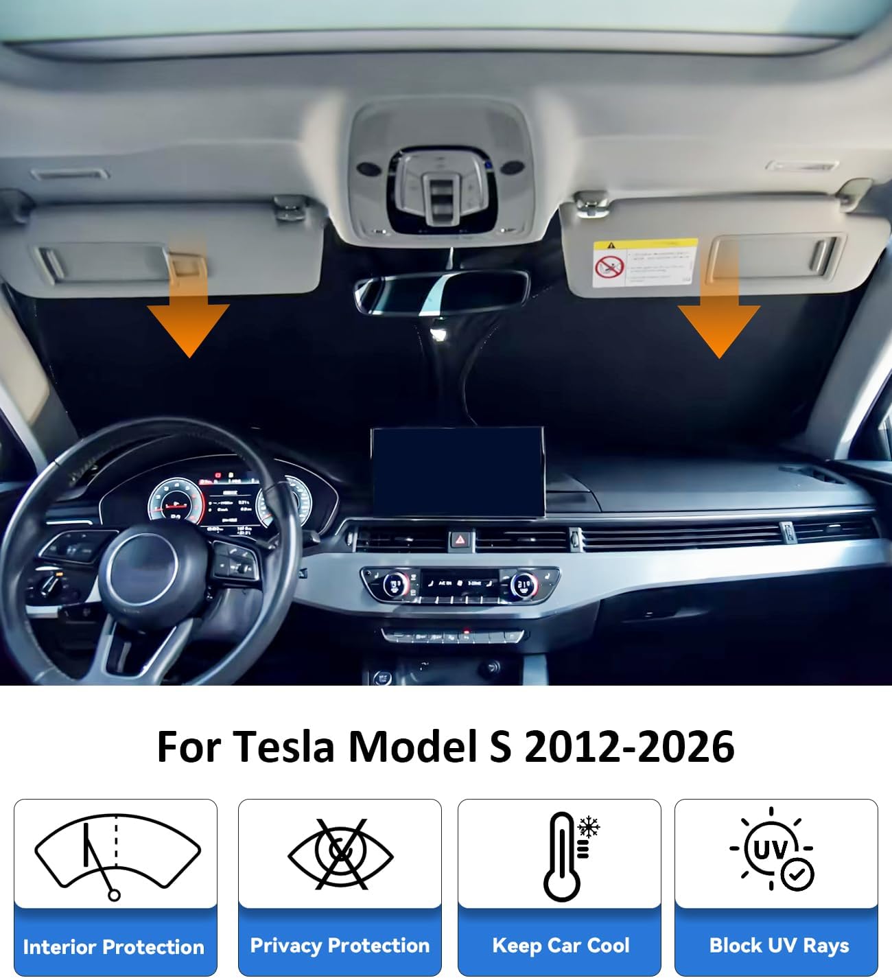 Thumbnail 1 de PAIMOHO Windshield Sun Shade for Tesla Model S (2012–2026)