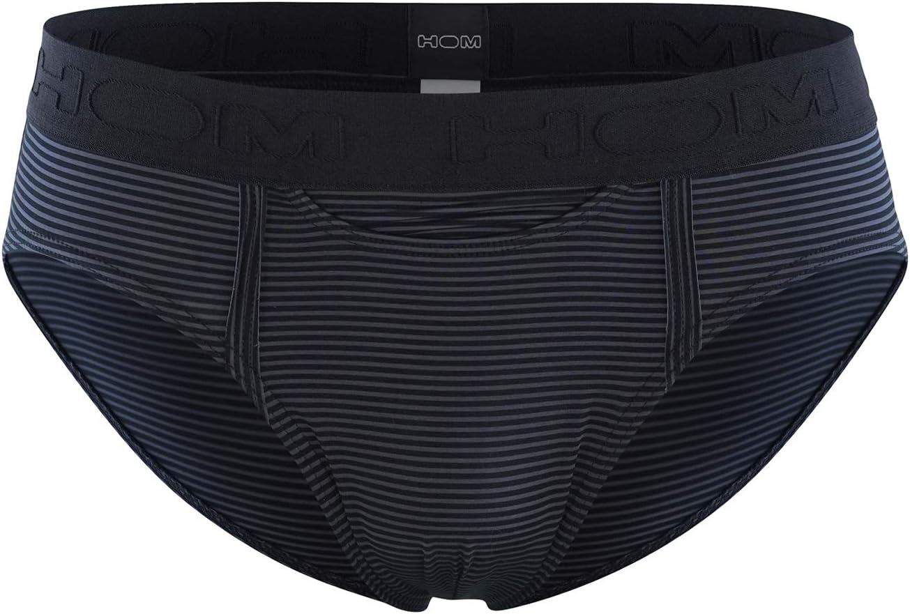 Thumbnail 4 de HOM Slip HO1 Simon (Noir) – Slip rayé en micro modal, ouverture horizontale