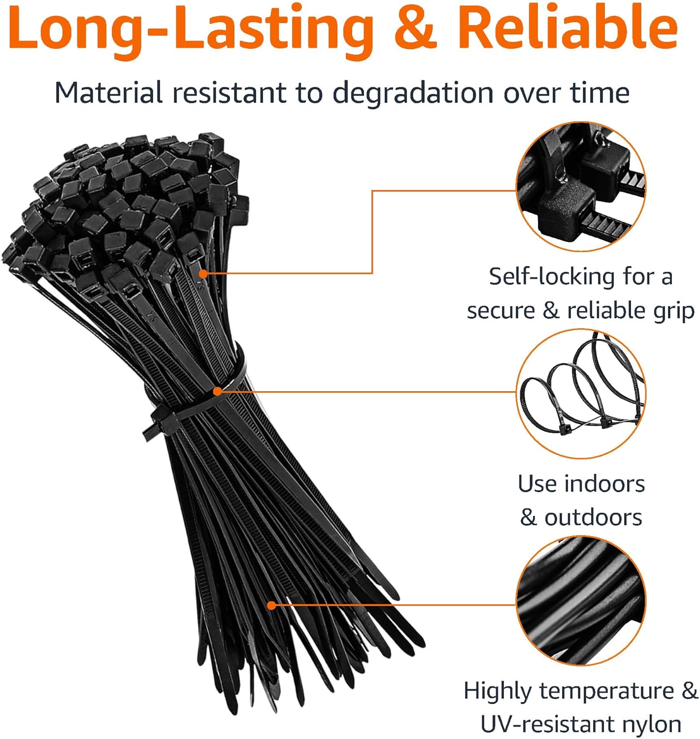 Thumbnail 1 de Amazon Basics Adjustable Cable Straps: Versatile Nylon Zip Ties for Cable Management