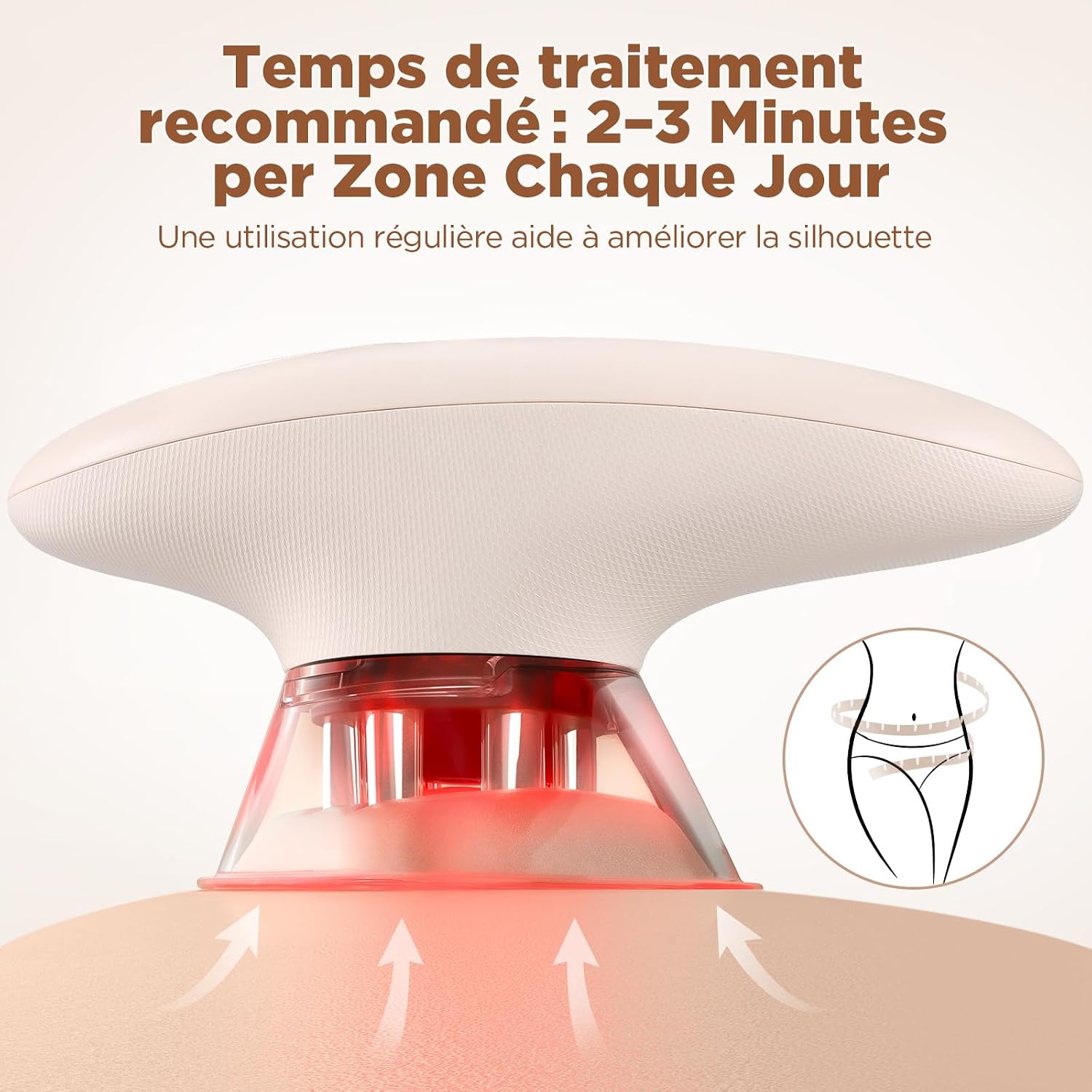 Detalle de Masseur Anti Cellulite Électrique à Ventouse, EMS et Lumière Rouge – 3 Niveaux d’Intensité, Rose