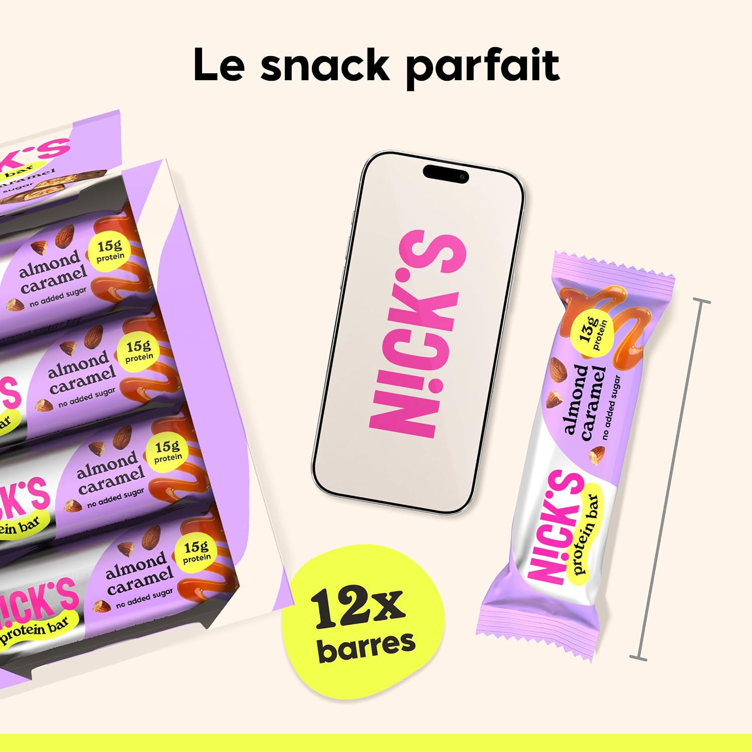 Thumbnail 6 de N!CK'S proteïnereep met amandel en karamel, 13 g eiwit, glutenvrij