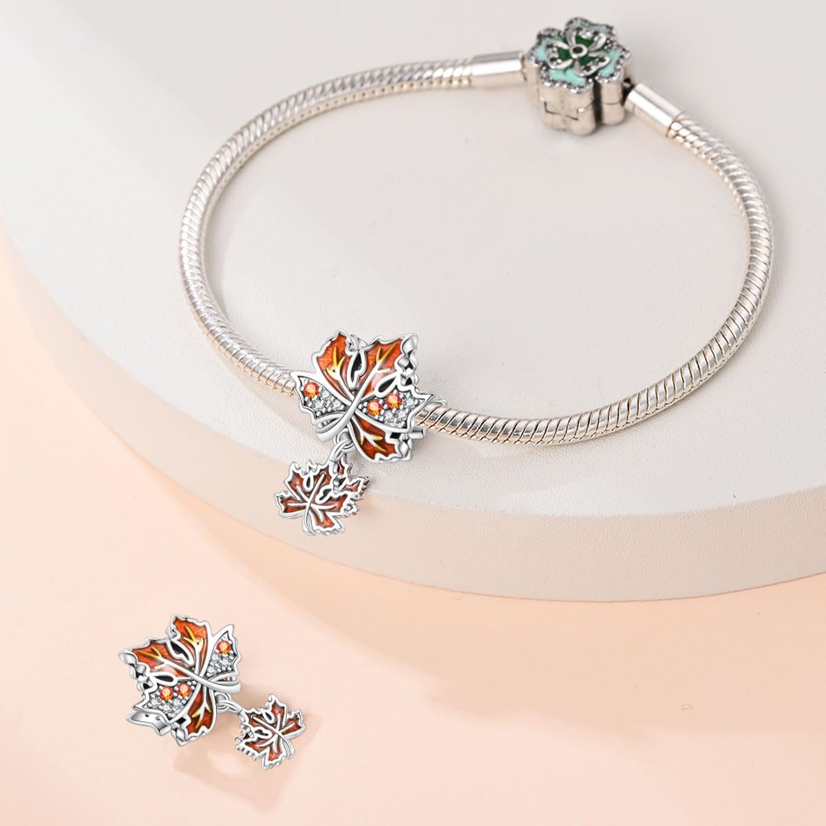 Thumbnail 2 de TINSLO Charm Anhänger Damen aus 925 Sterling Silber mit Zirkonia – kompatibel mit europäischen Armband- und Halsketten-Charm-Systemen (B9)