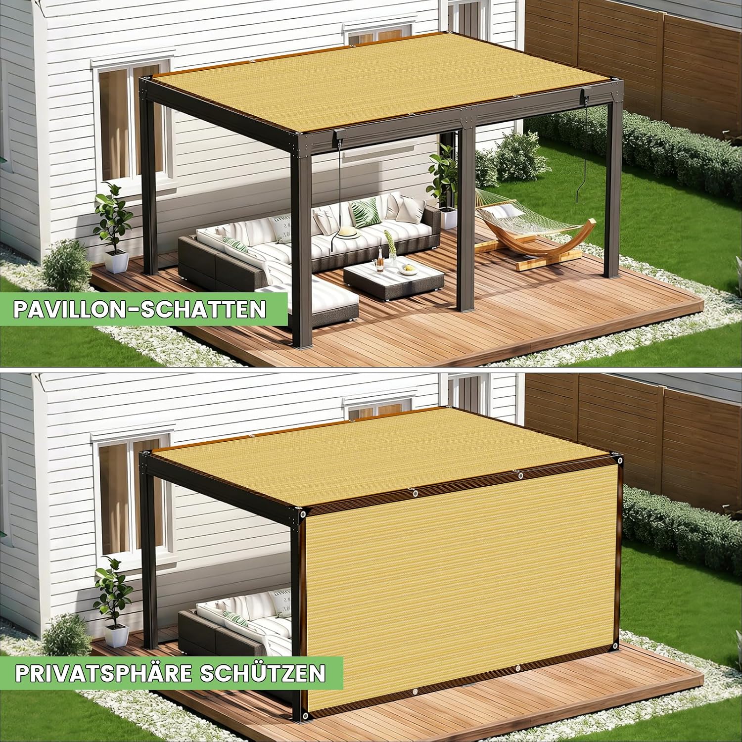Detalle de Filet d'ombrage avec œillets - Beige, 3 x 4 m, 90% d'ombrage, résistant UV