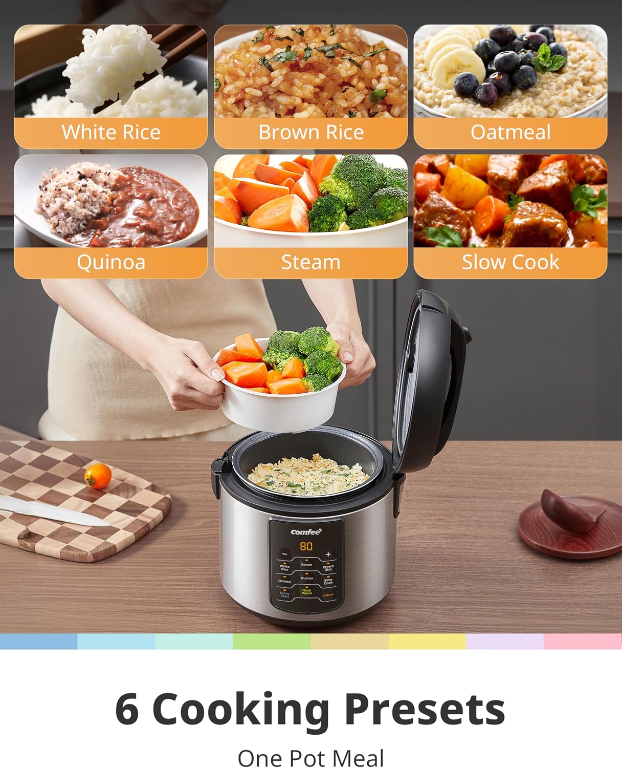 Detalle 2 de COMFEE' Compact Rice Cooker 2 QT 🍚
