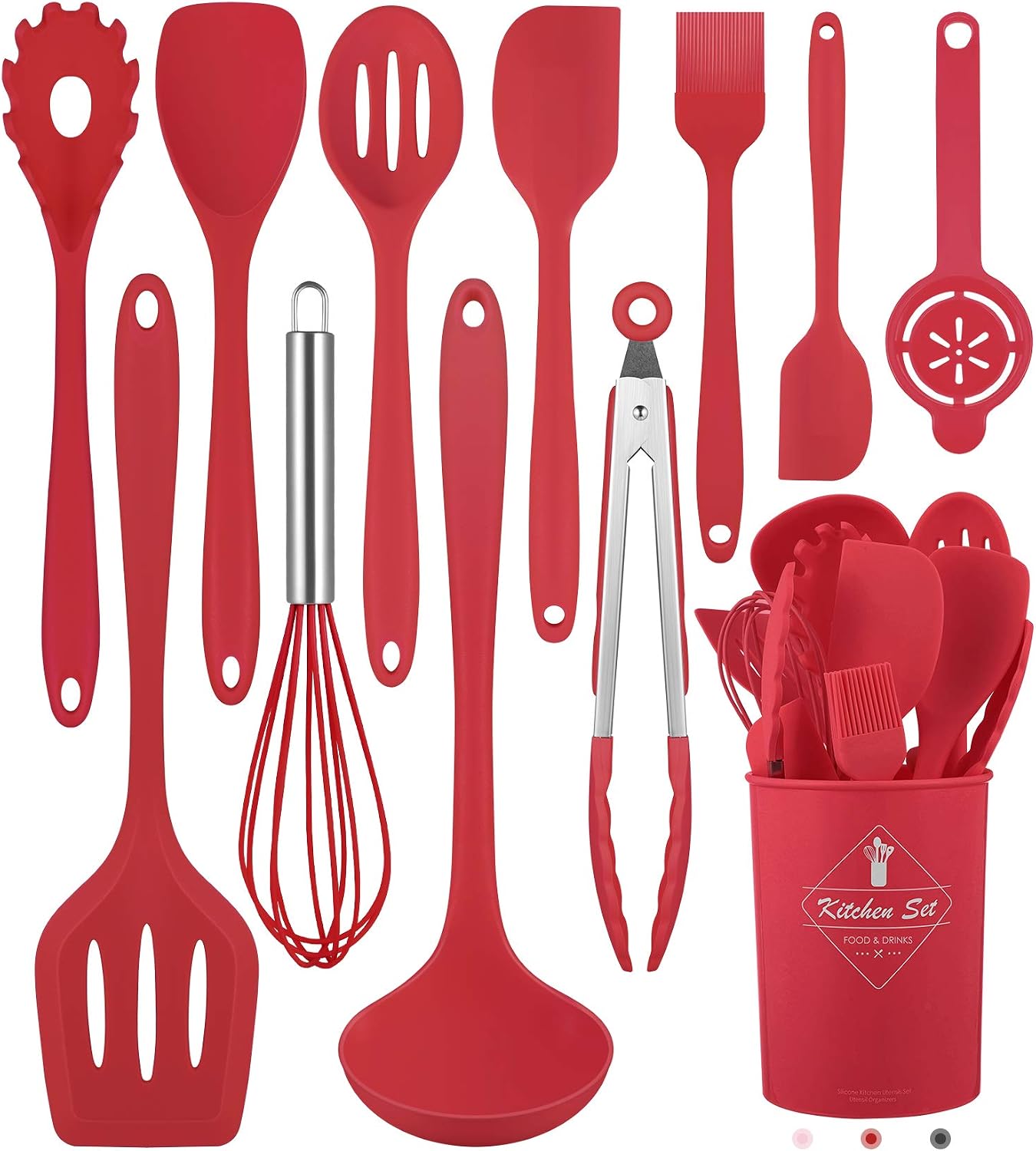 Detalle de Pranski PRK001-2012-RE 12-Piece Red Silicone Utensil Set