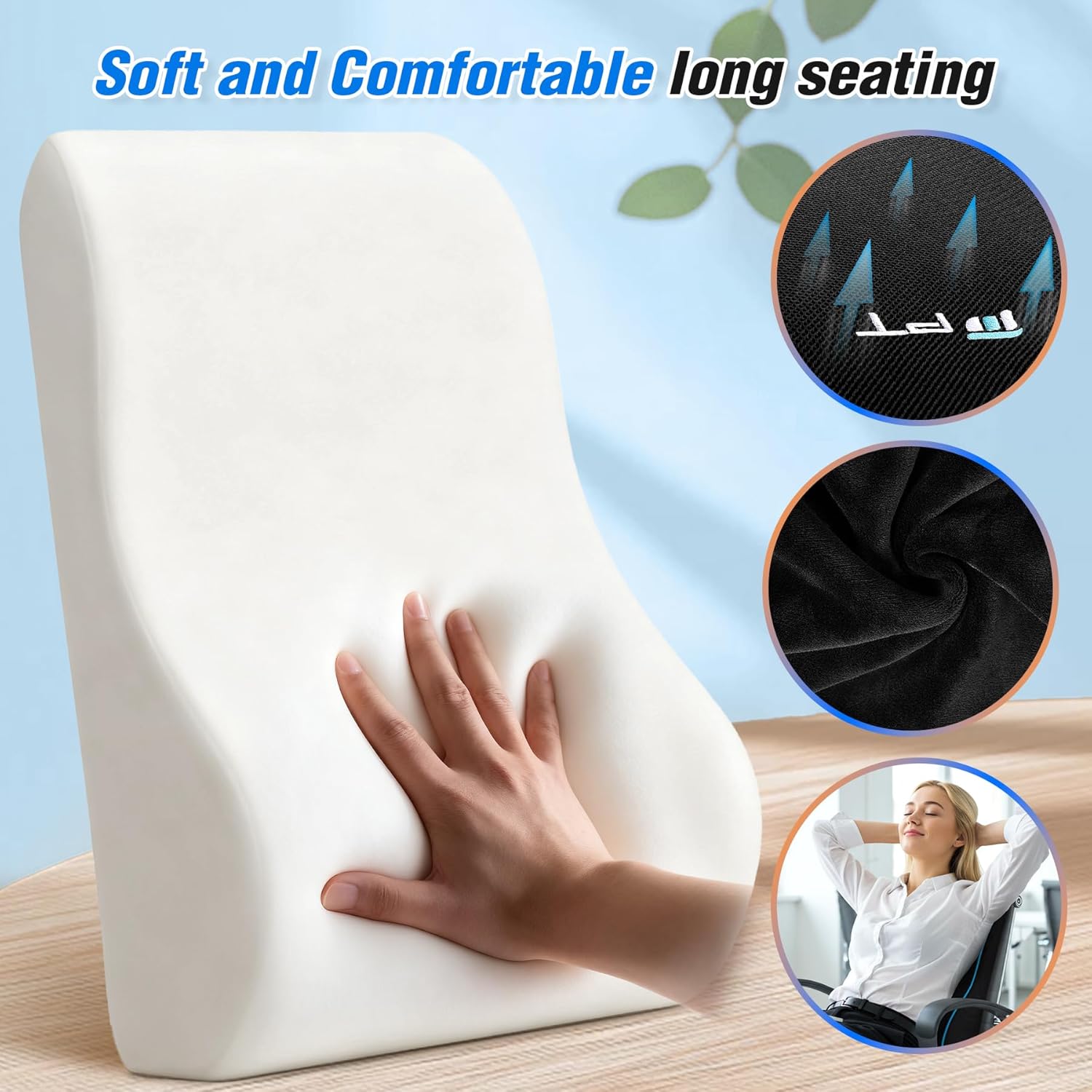 Thumbnail 1 de POOTACK Lumbar Support Cushion (Memory Foam) with Extension Strap & Mesh Cover