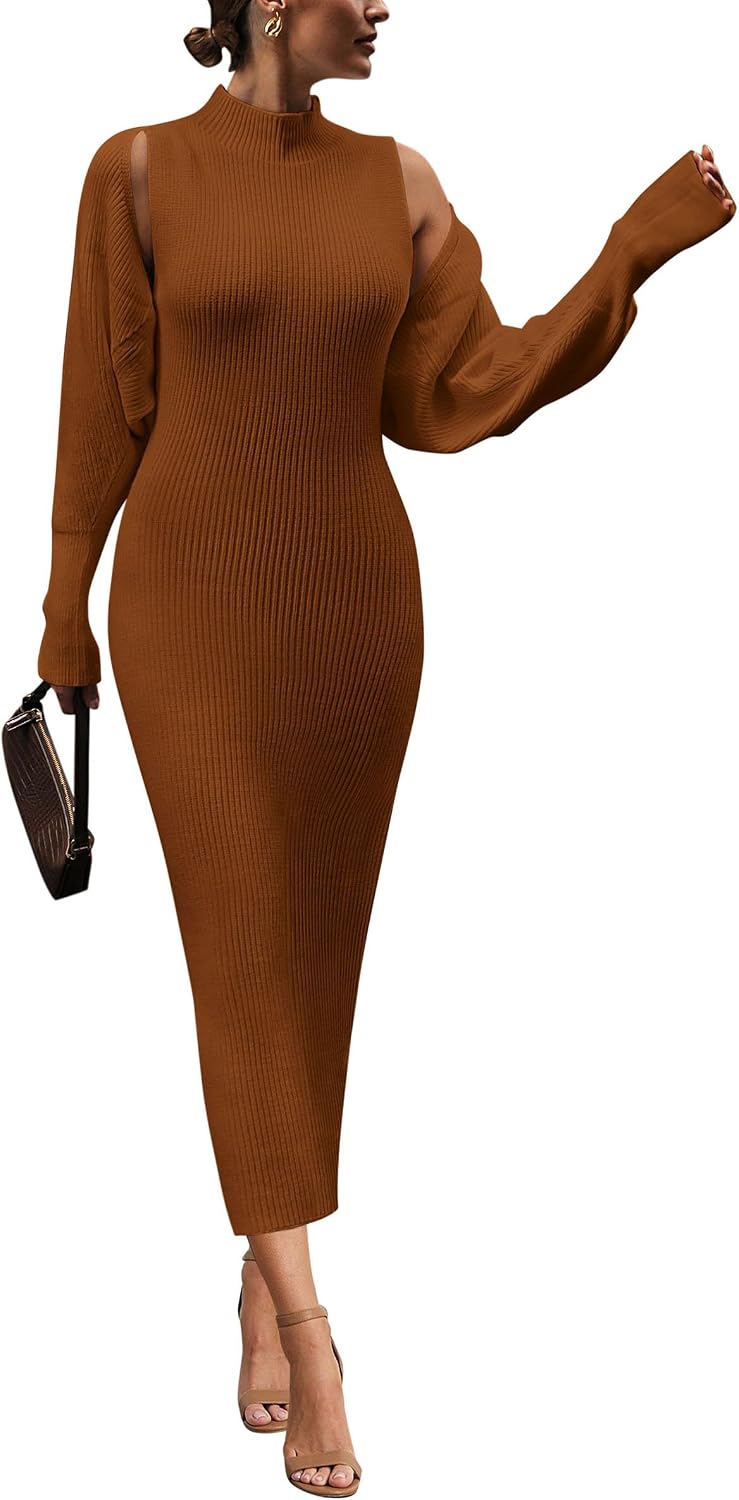 Detalle de PRETTYGARDEN Two-Piece Sweater Dress Set Ribbed Knit